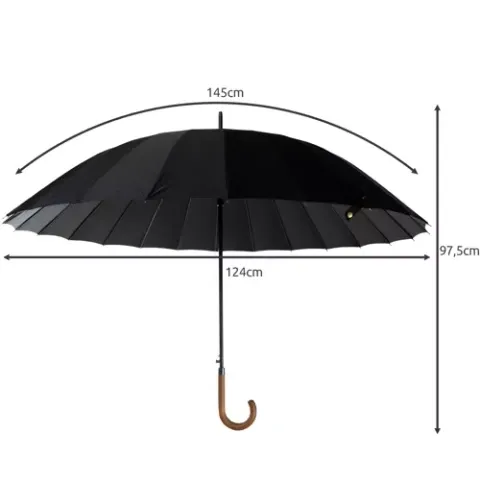 Parasol Rządowy Elegancki Czarny 24 Druty 145cm - obrazek 3