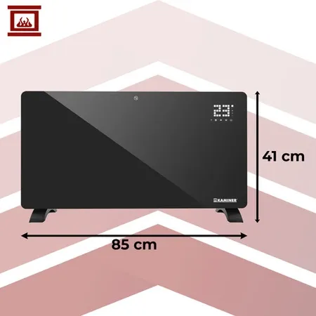 Grzejnik Elektryczny Konwektorowy Szklany WiFi Pilot Czarny Kaminer 2500W - obrazek 11