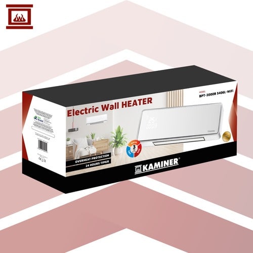 Kurtyna Powietrzna Ścienna Szklana WiFi Pilot Biały Kaminer 2000W - obrazek 9