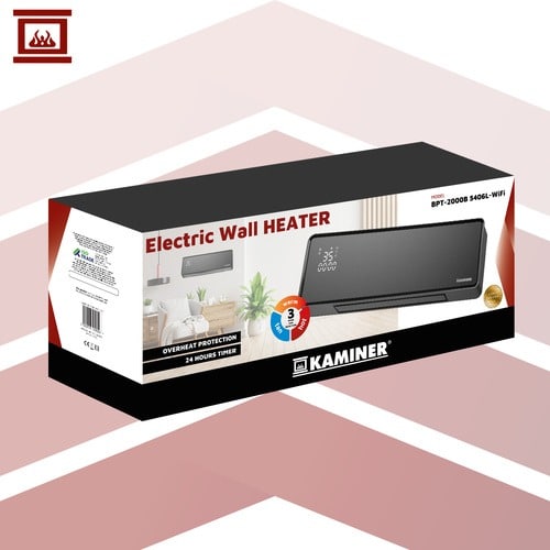 Kurtyna Powietrzna Ścienna Szklana WiFi Pilot Czarny Kaminer 2000W - obrazek 9