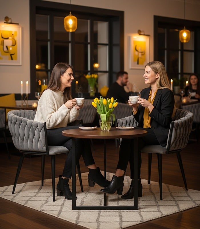 Krzesło Welurowe Tapicerowane Nowoczesne Glamour ROSA Szary - obrazek 11