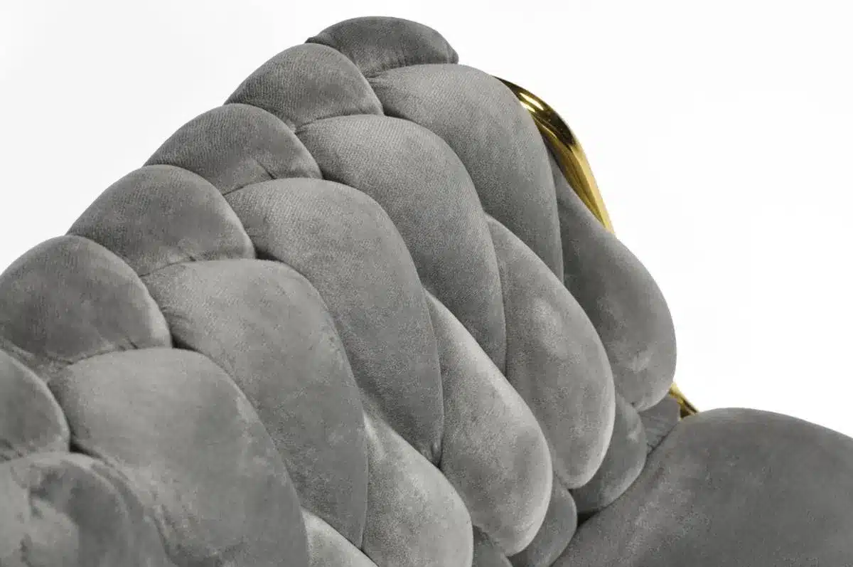 Krzesło Welurowe Tapicerowane Nowoczesne Glamour IRIS LUX Szary Złote Nogi - obrazek 12