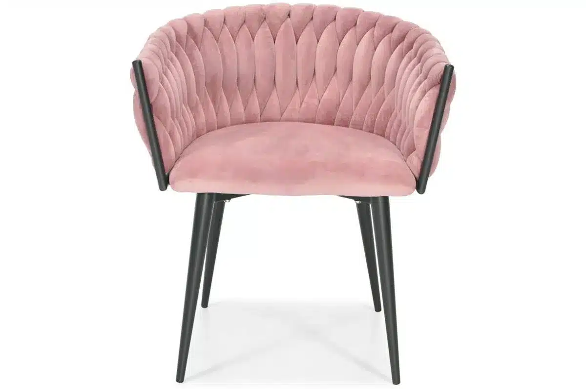 Krzesło Welurowe Tapicerowane Nowoczesne Glamour ROSA Różowy - obrazek 3