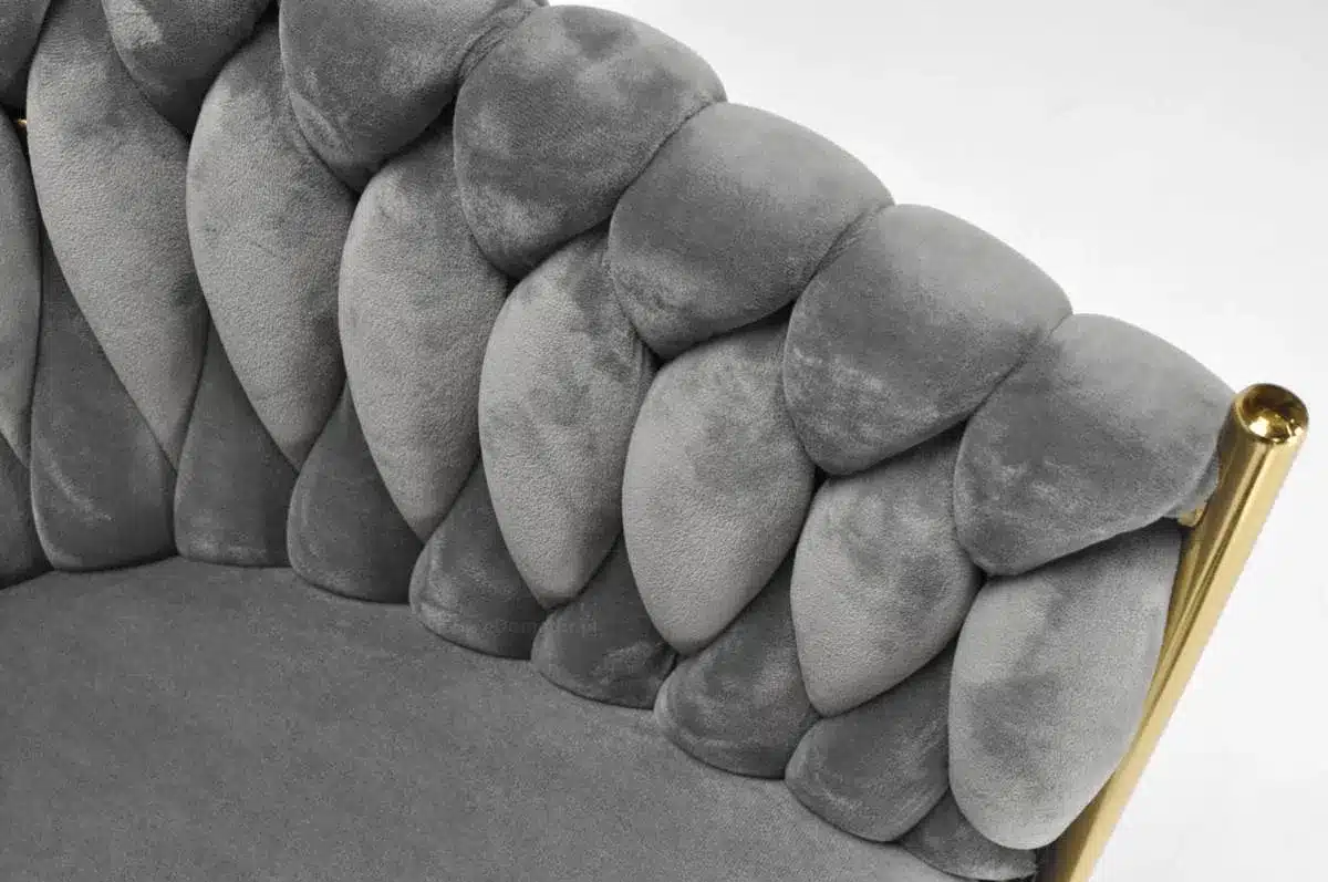 Krzesło Welurowe Tapicerowane Nowoczesne Glamour ROSA Szary Złote Nogi - obrazek 9