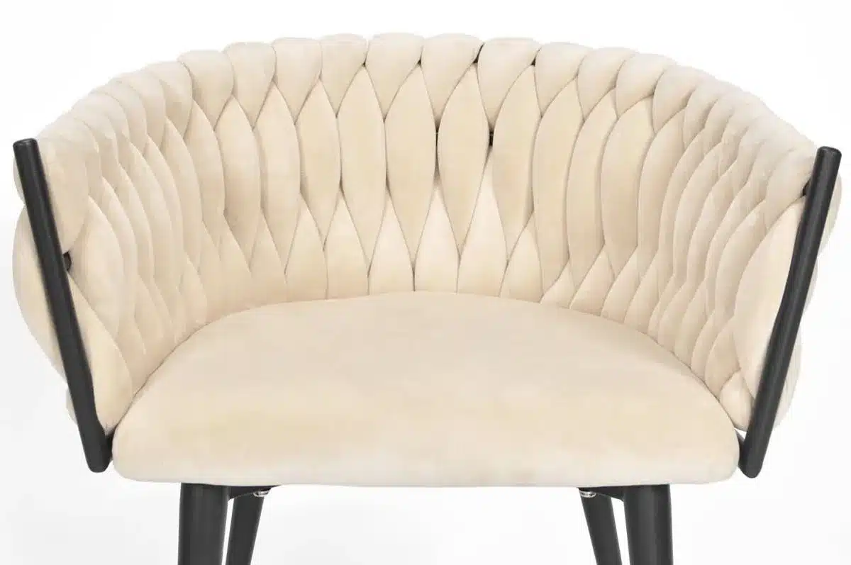 Krzesło Welurowe Tapicerowane Nowoczesne Glamour ROSA Beżowy - obrazek 6