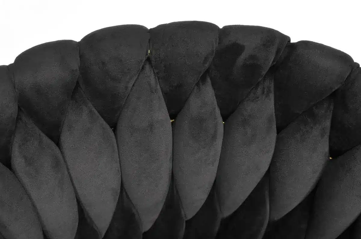 Krzesło Welurowe Tapicerowane Nowoczesne Glamour ROSA Czarny Złote Nogi - obrazek 7