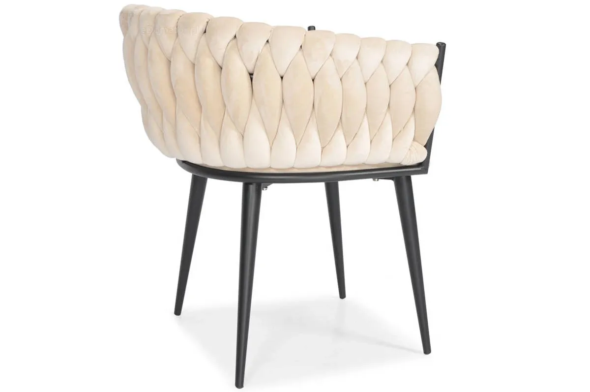 Krzesło Welurowe Tapicerowane Nowoczesne Glamour ROSA Beżowy - obrazek 2