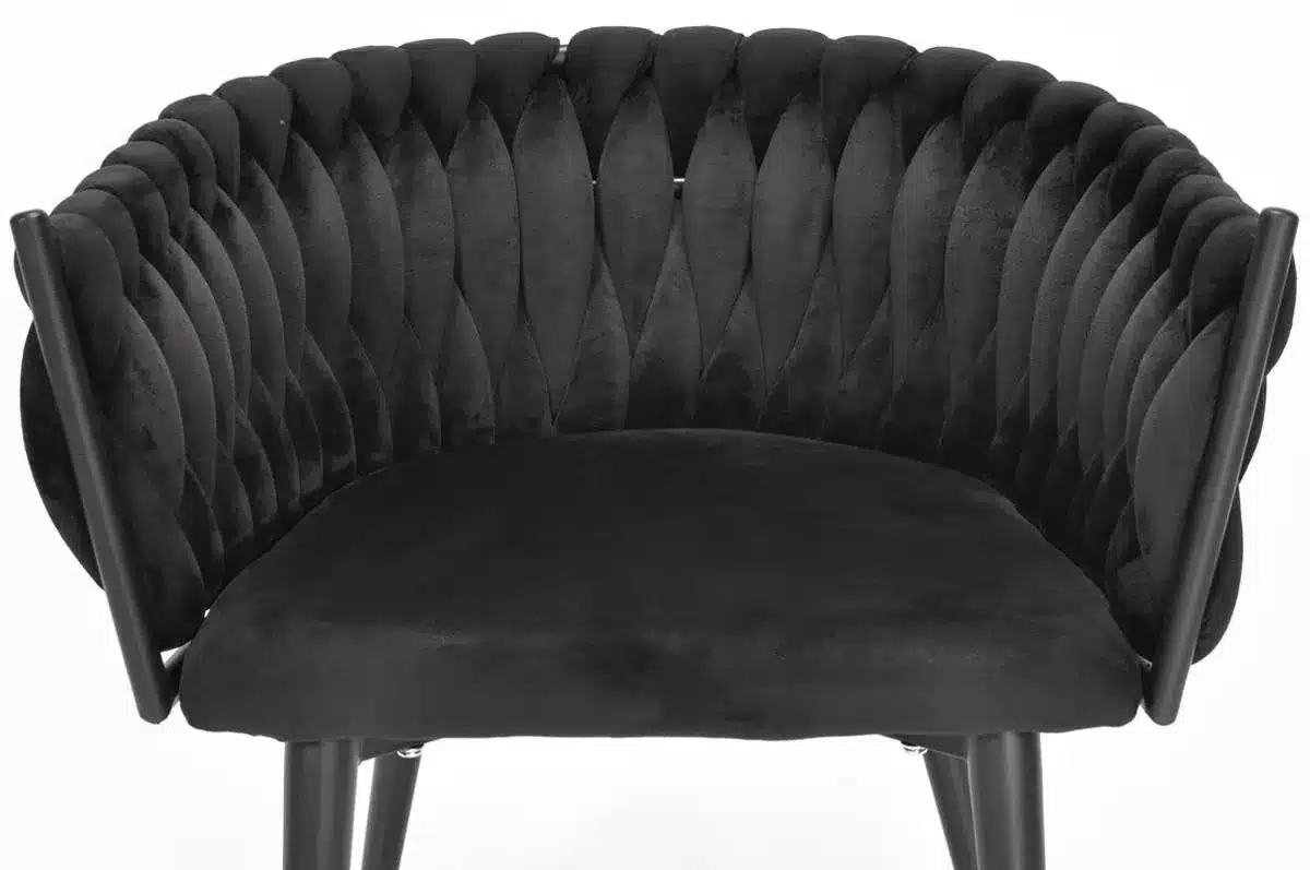 Krzesło Welurowe Tapicerowane Nowoczesne Glamour ROSA Czarny - obrazek 6