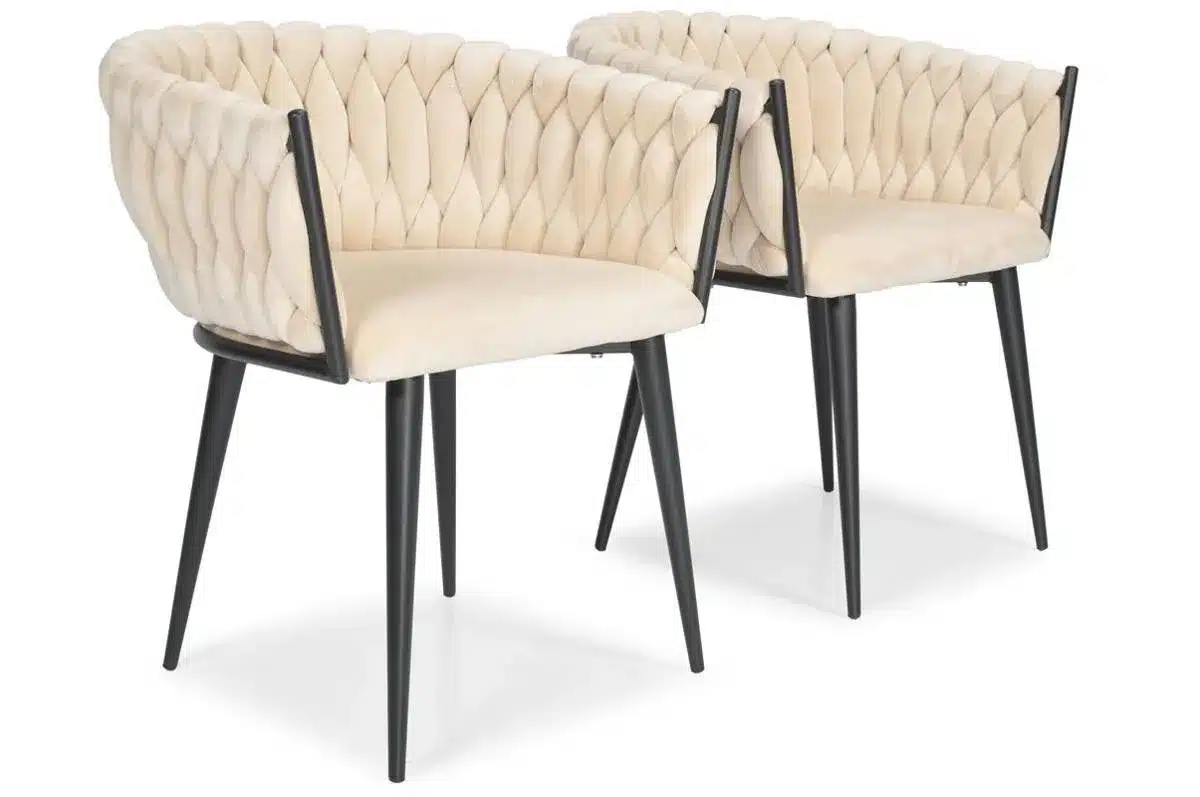 Krzesło Welurowe Tapicerowane Nowoczesne Glamour ROSA Beżowy - obrazek 11