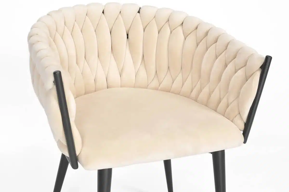 Krzesło Welurowe Tapicerowane Nowoczesne Glamour ROSA Beżowy - obrazek 7