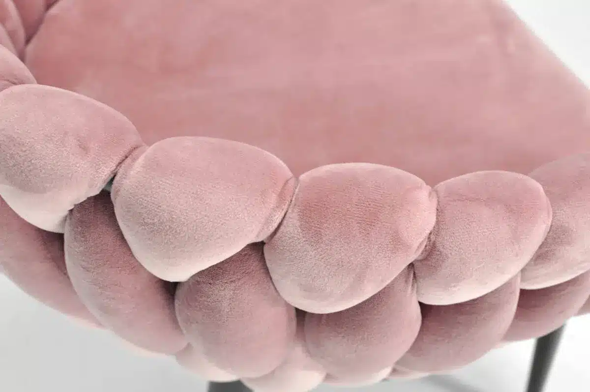 Krzesło Welurowe Tapicerowane Nowoczesne Glamour ROSA Różowy - obrazek 10