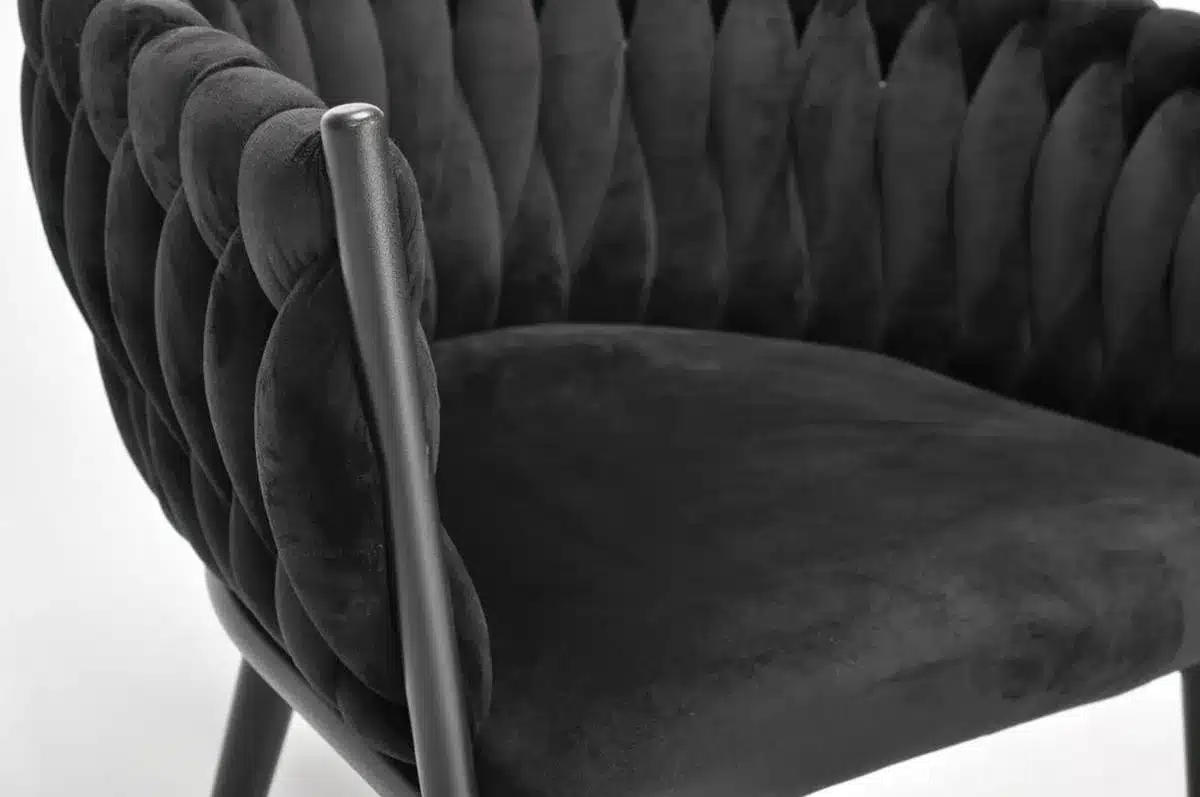 Krzesło Welurowe Tapicerowane Nowoczesne Glamour ROSA Czarny - obrazek 8