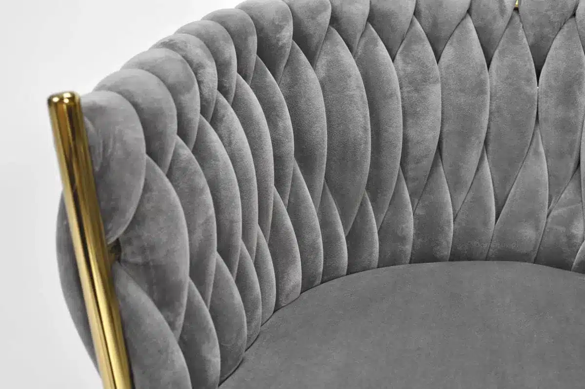 Krzesło Welurowe Tapicerowane Nowoczesne Glamour ROSA Szary Złote Nogi - obrazek 8