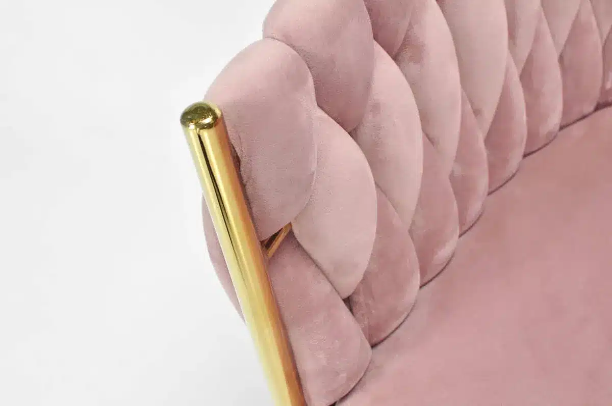 Krzesło Welurowe Tapicerowane Nowoczesne Glamour ROSA Różowy Złote Nogi - obrazek 10