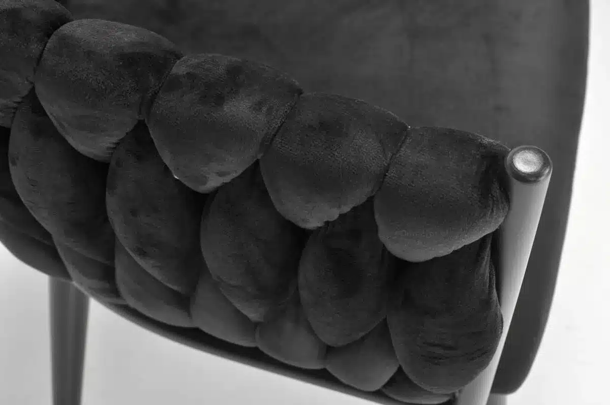 Krzesło Welurowe Tapicerowane Nowoczesne Glamour ROSA Czarny - obrazek 10