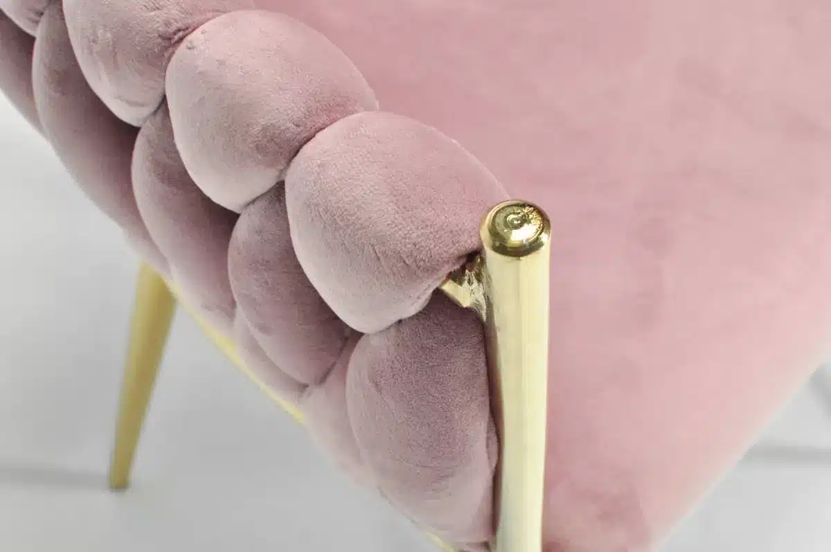 Krzesło Welurowe Tapicerowane Nowoczesne Glamour ROSA Różowy Złote Nogi - obrazek 11