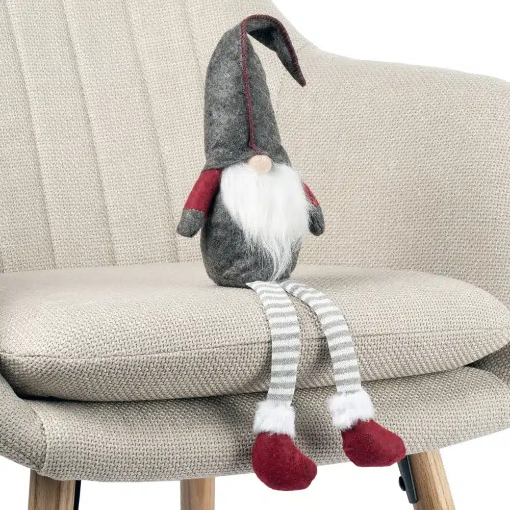 Skrzat Świąteczny Krasnal w Czapce Siedzący Szary 50cm - obrazek 11