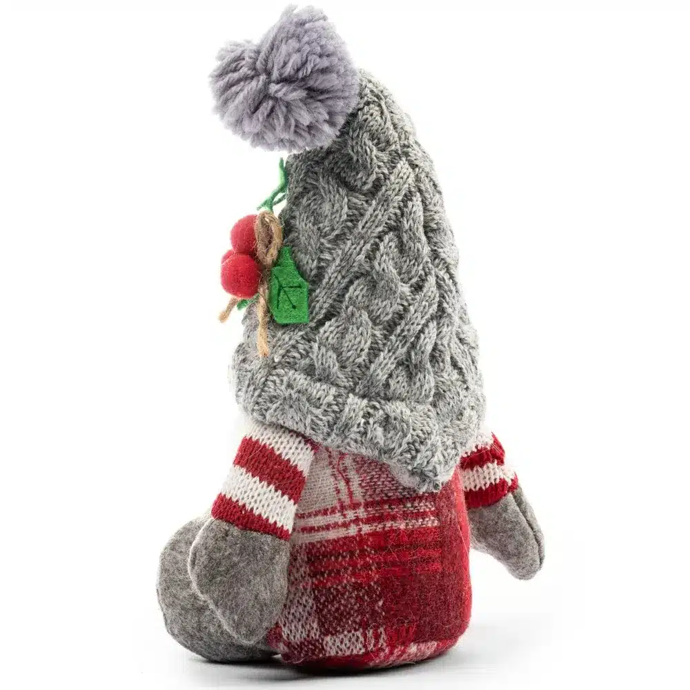 Skrzat Świąteczny Krasnal w Czapce Szary 28cm - obrazek 4