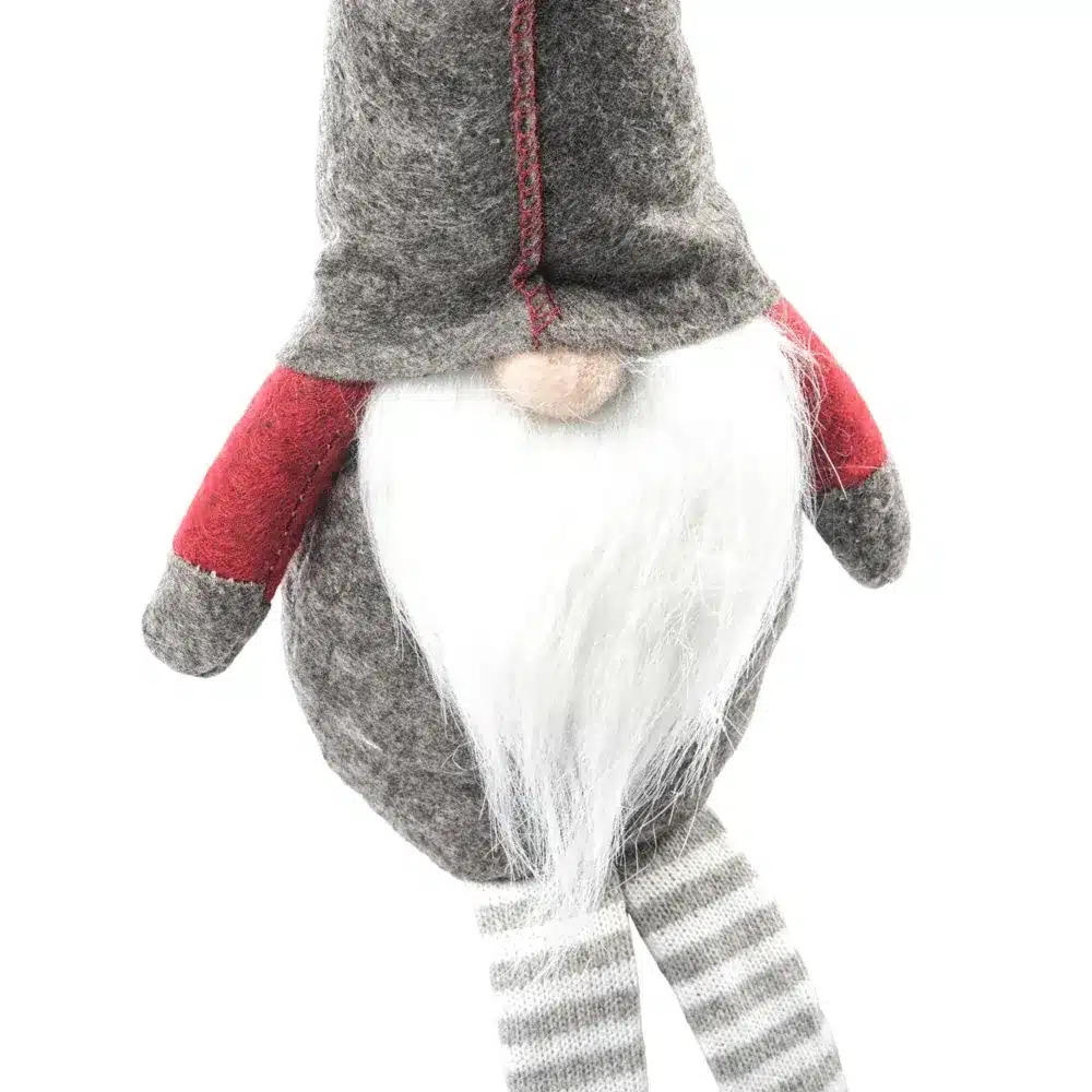 Skrzat Świąteczny Krasnal w Czapce Siedzący Szary 50cm - obrazek 3