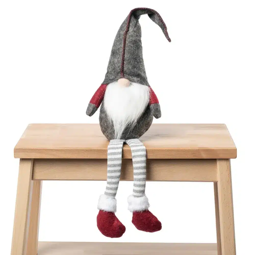 Skrzat Świąteczny Krasnal w Czapce Siedzący Szary 50cm - obrazek 6