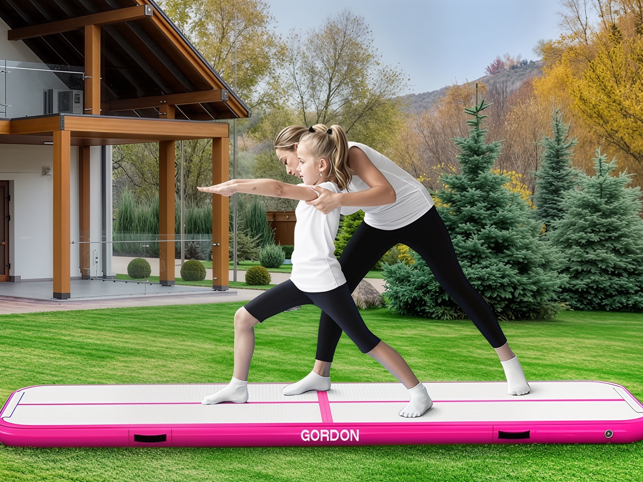 Airtrack Mata Gimnastyczna Ścieżka Akrobatyczna Różowy 300x100x10cm - obrazek 6