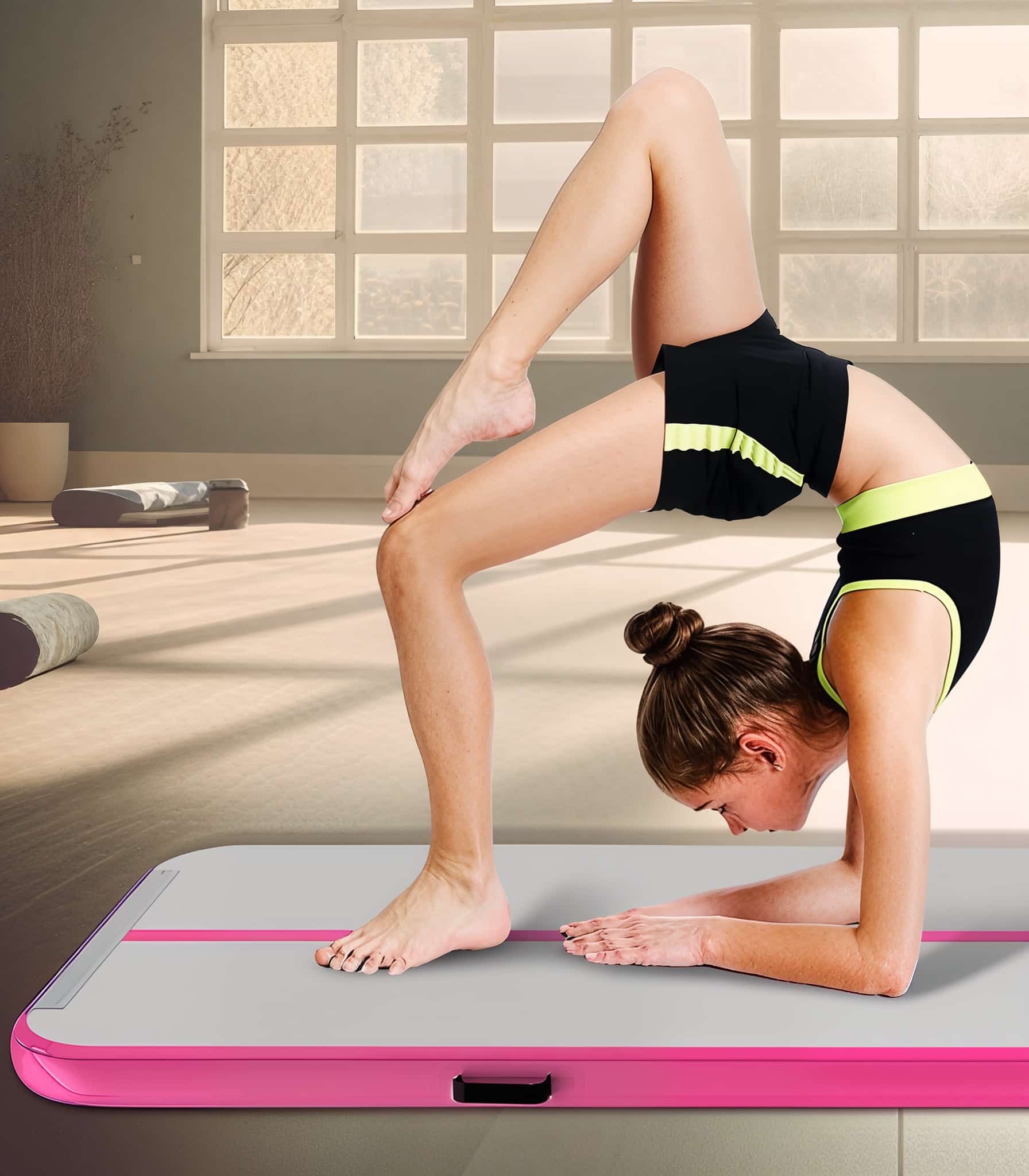 Airtrack Mata Gimnastyczna Ścieżka Akrobatyczna Różowy 300x100x10cm - obrazek 5