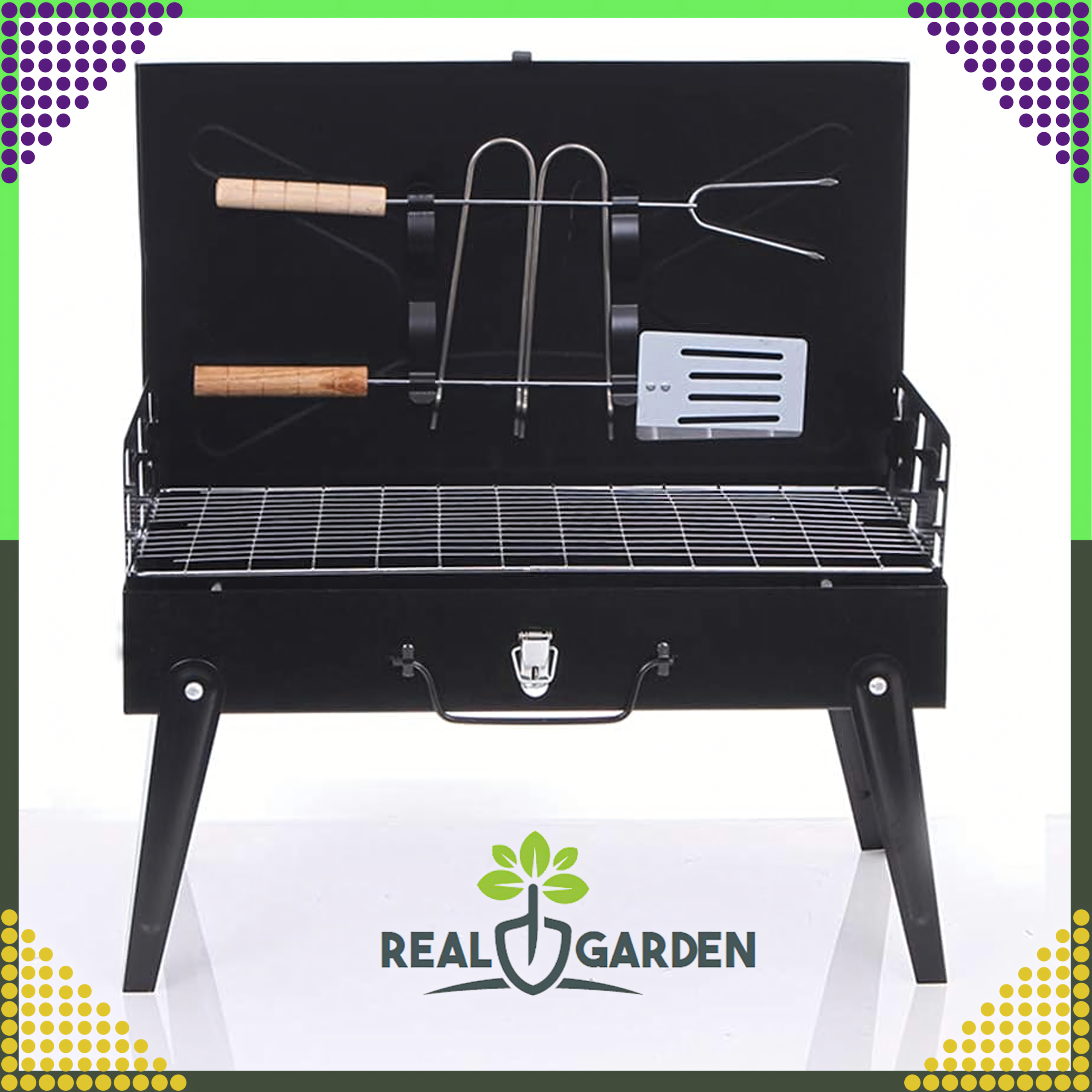 Grill Ogrodowy Turystyczny Składany Przenośny Walizka Kemping + Sztućce - obrazek 16