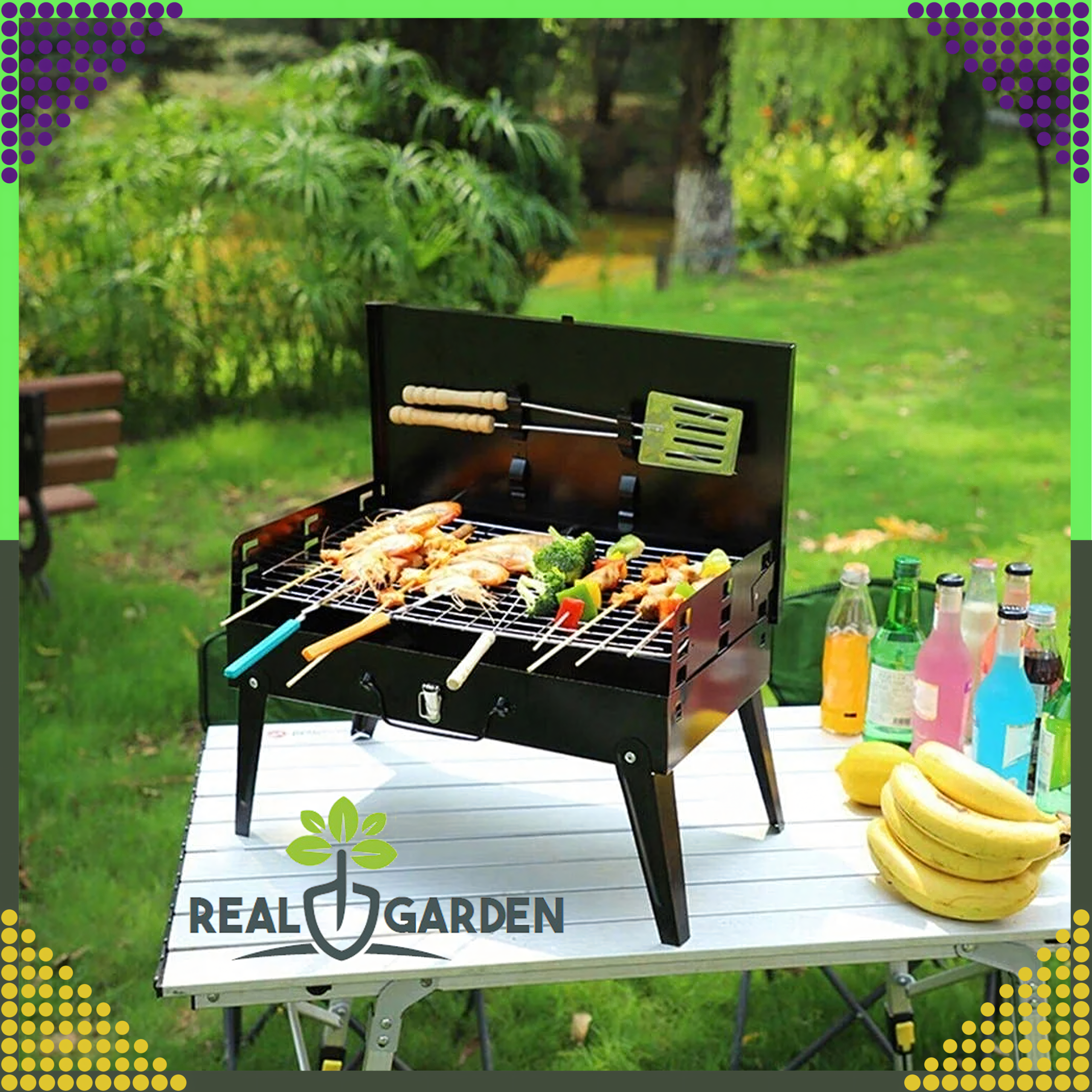 Grill Ogrodowy Turystyczny Składany Przenośny Walizka Kemping + Sztućce - obrazek 27