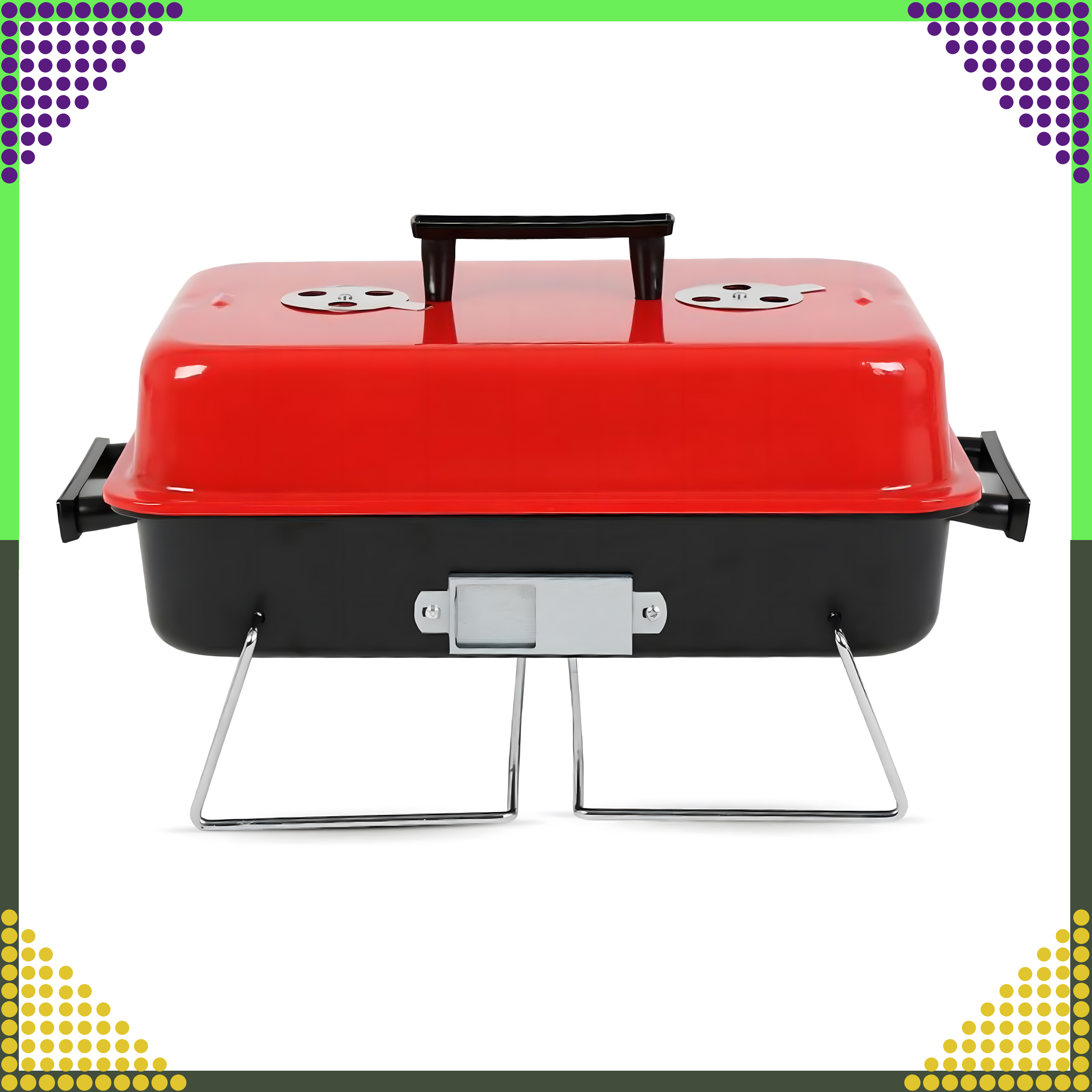 Składany Grill Kempingowy Turystyczny Ogrodowy Przenośny z Pokrywką Solidny - obrazek 19
