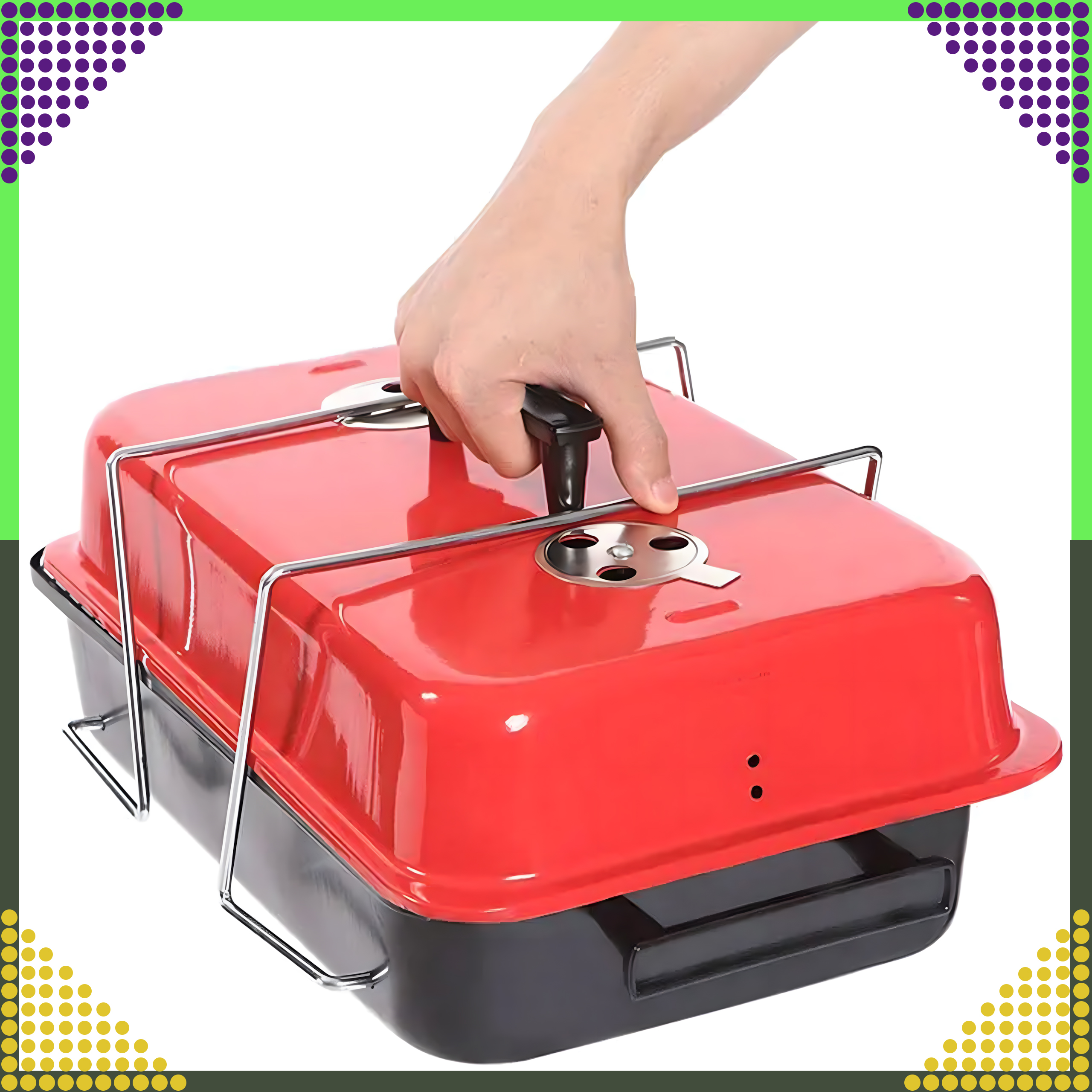 Składany Grill Kempingowy Turystyczny Ogrodowy Przenośny z Pokrywką Solidny - obrazek 22