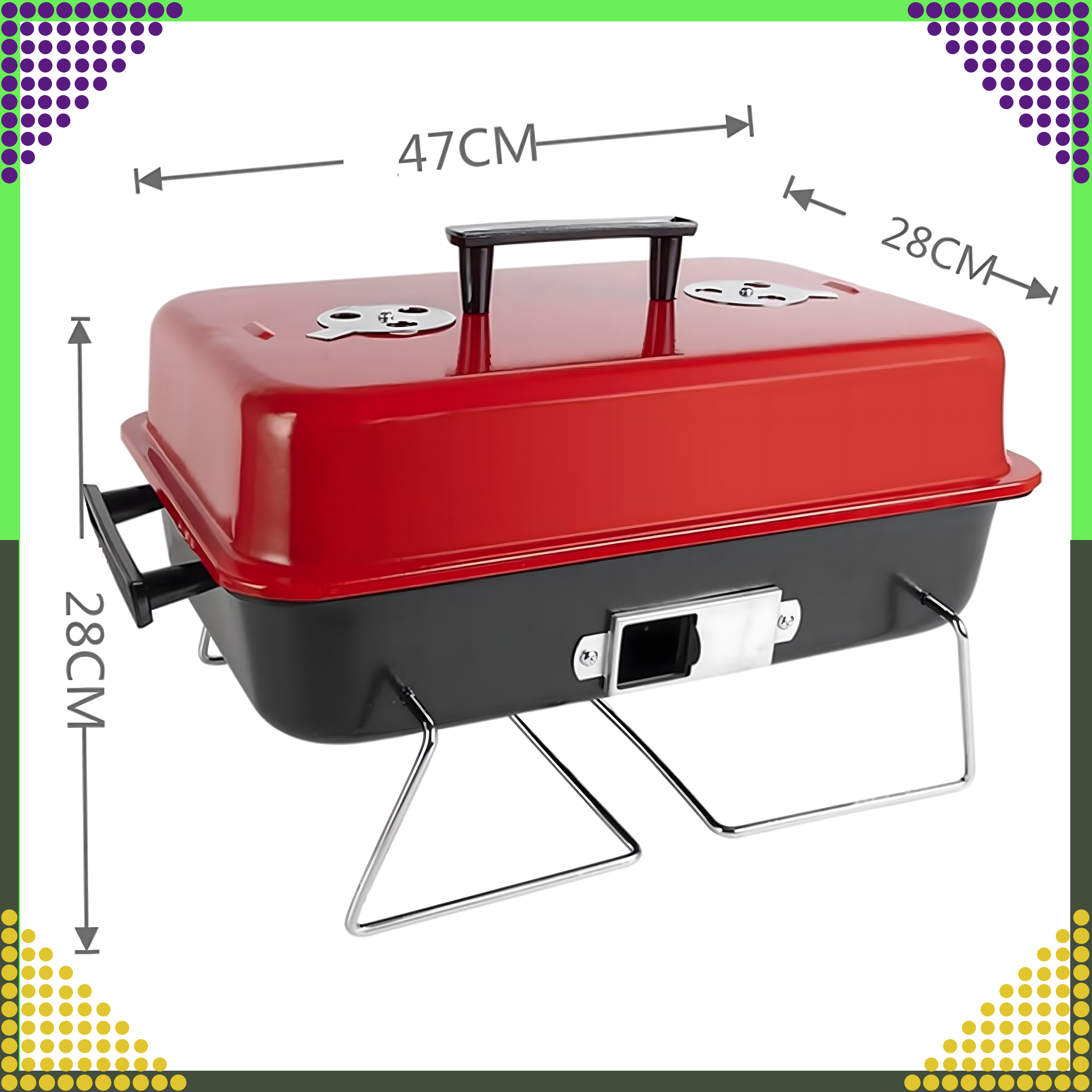 Składany Grill Kempingowy Turystyczny Ogrodowy Przenośny z Pokrywką Solidny - obrazek 23