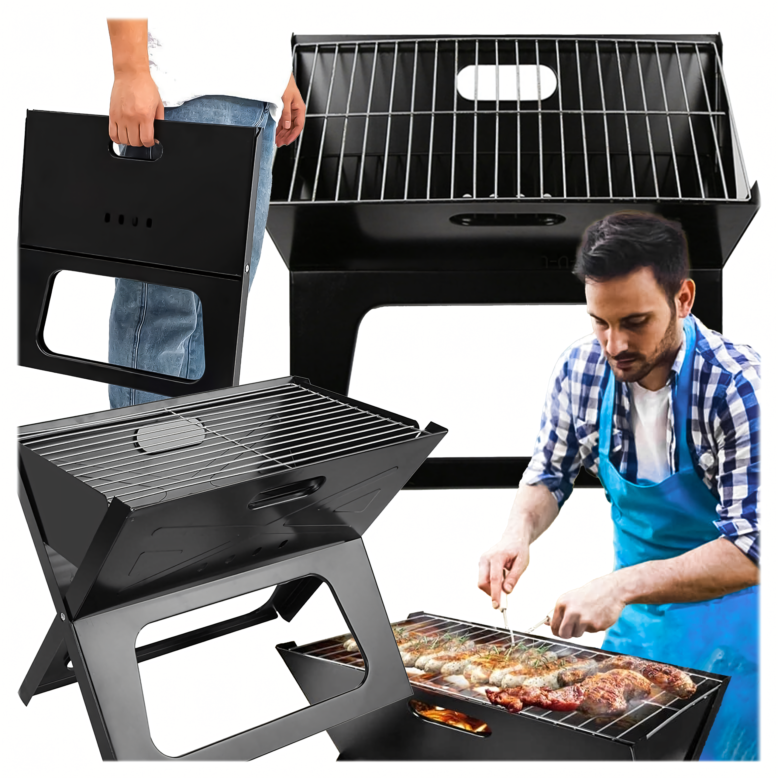 Grill Biwakowy Turystyczny Ogrodowy Przenośny Składany Węglowy Walizka