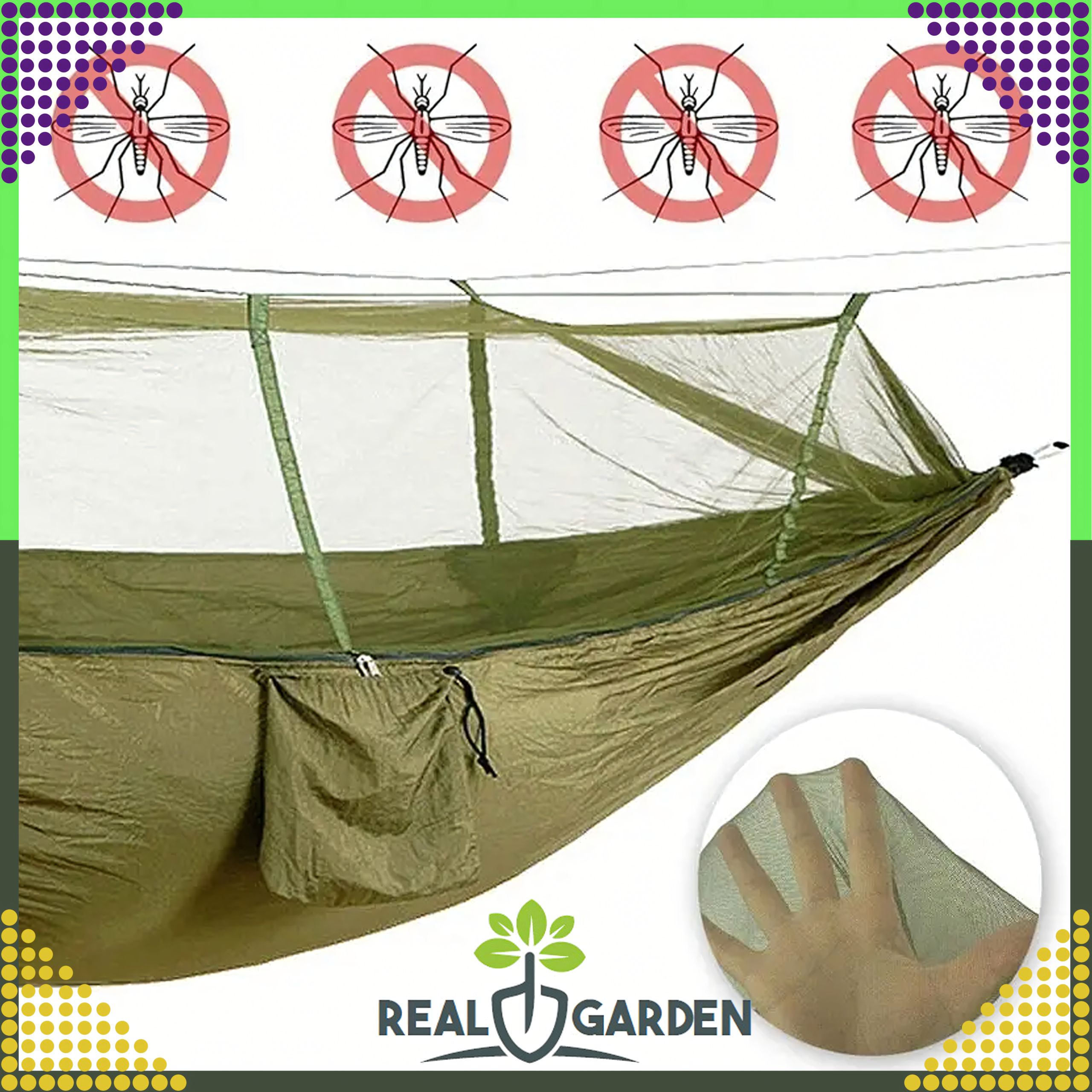 Hamak z Moskitierą Leżak Turystyczny Survivalowy Piknikowy Duży do 180 kg - obrazek 13