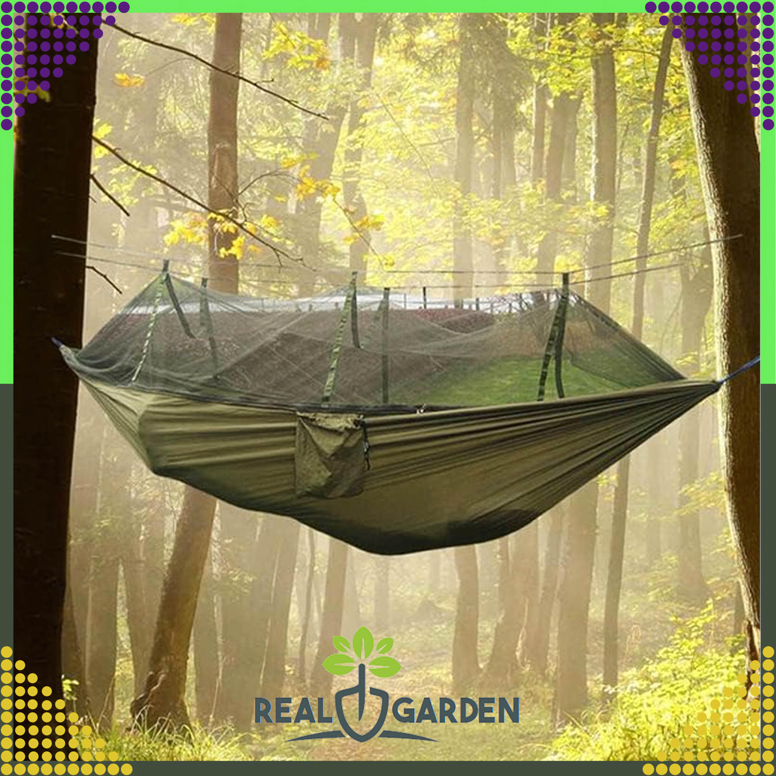 Hamak z Moskitierą Leżak Turystyczny Survivalowy Piknikowy Duży do 180 kg - obrazek 22