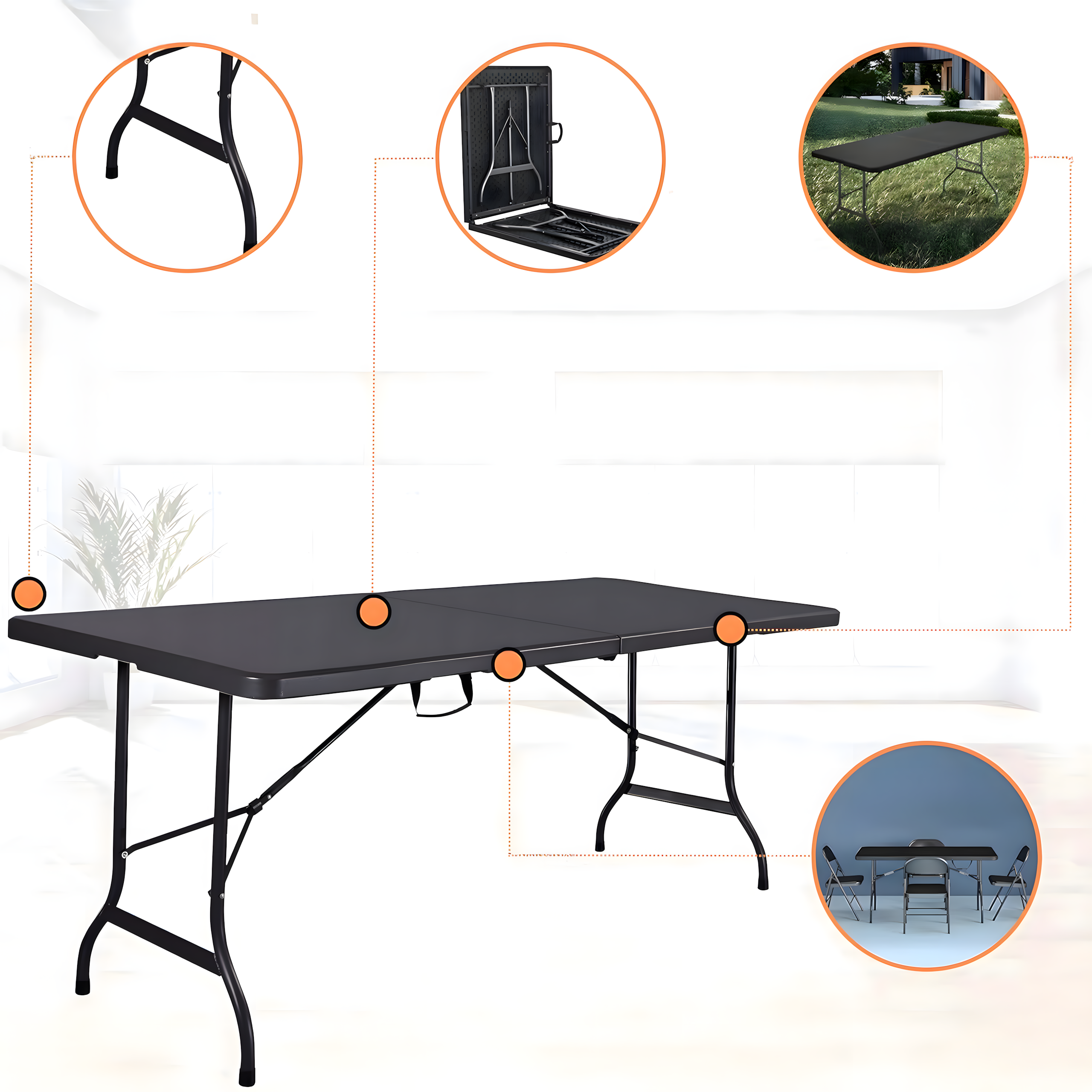 Stół Cateringowy Ogrodowy Bankietowy Walizka Składany Duży 180x74x70cm - obrazek 18