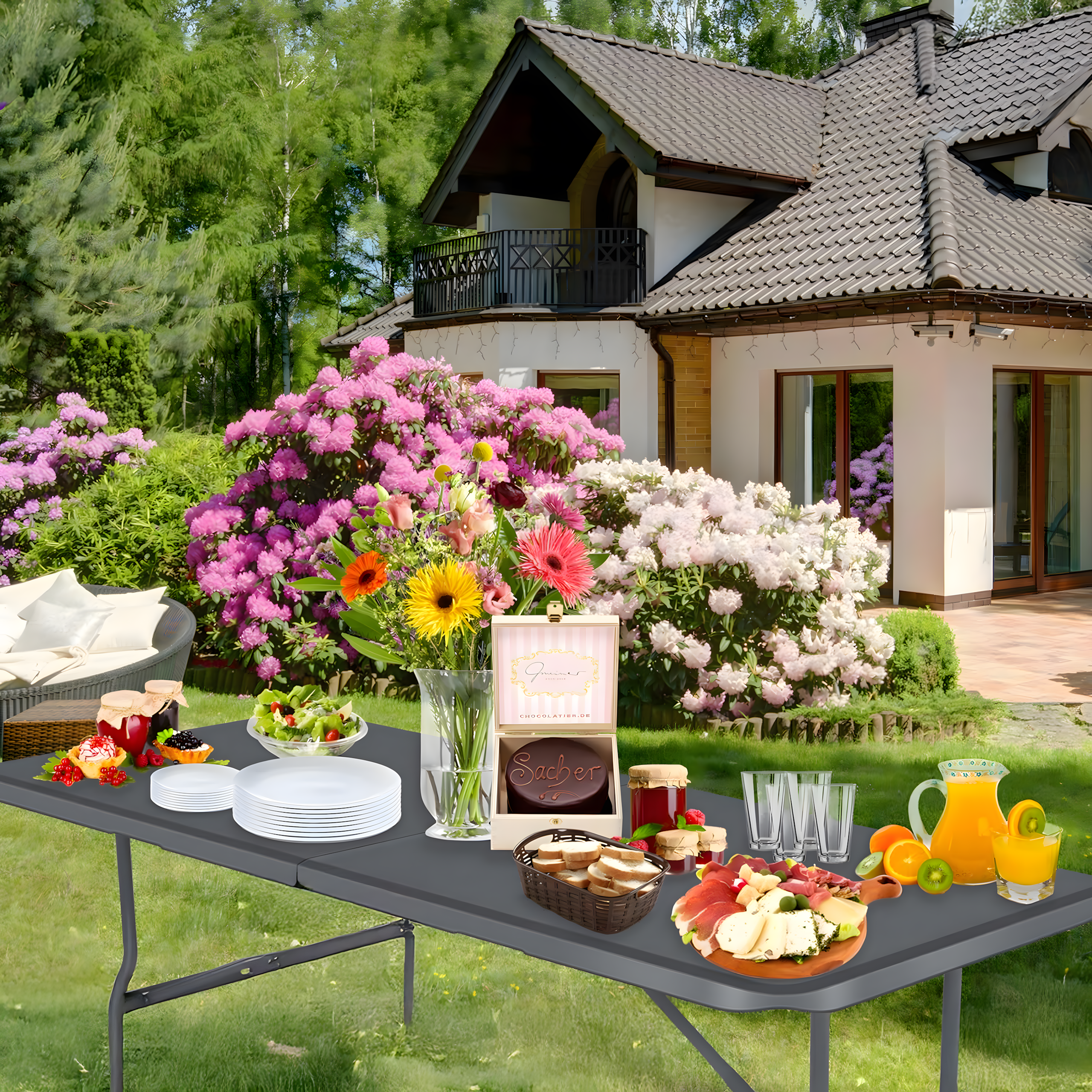 Stół Cateringowy Ogrodowy Bankietowy Walizka Składany Duży 180x74x70cm - obrazek 25