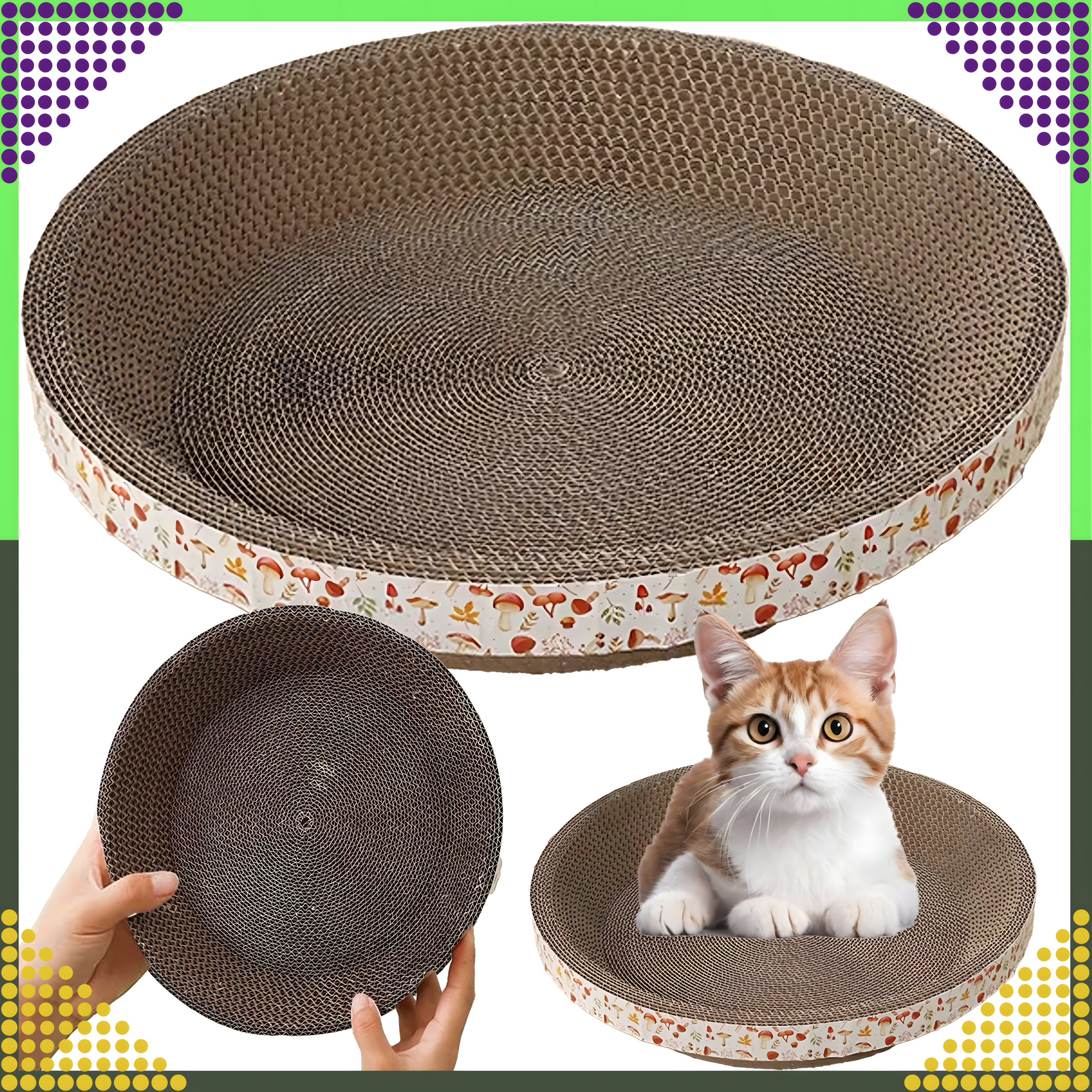 Drapak dla Kota Kartonowy Okrągły Miska Legowisko 30 cm do Drapania - obrazek 9