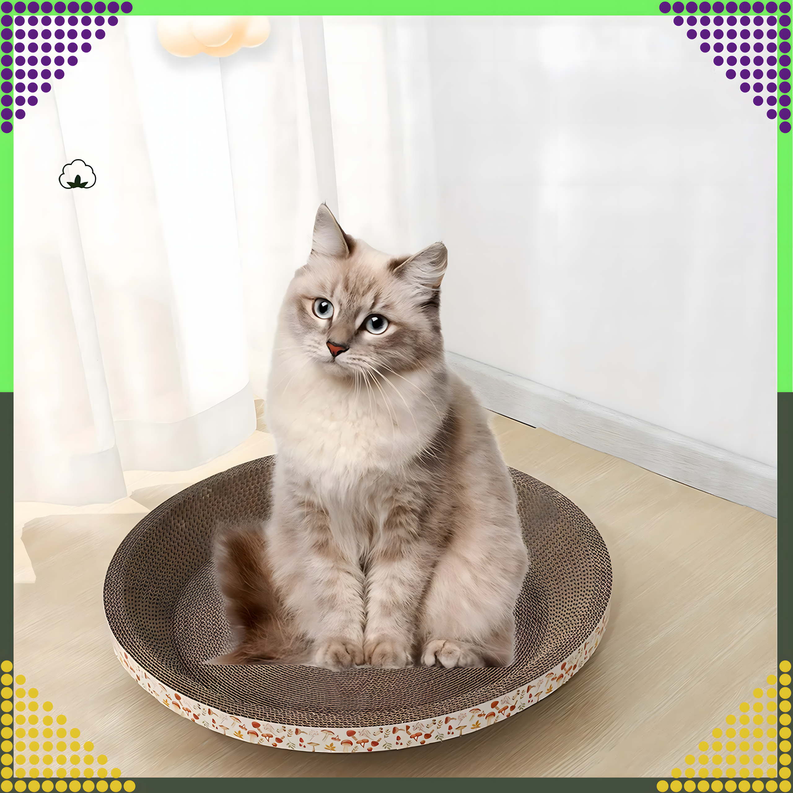 Drapak dla Kota Kartonowy Okrągły Miska Legowisko 30 cm do Drapania - obrazek 14