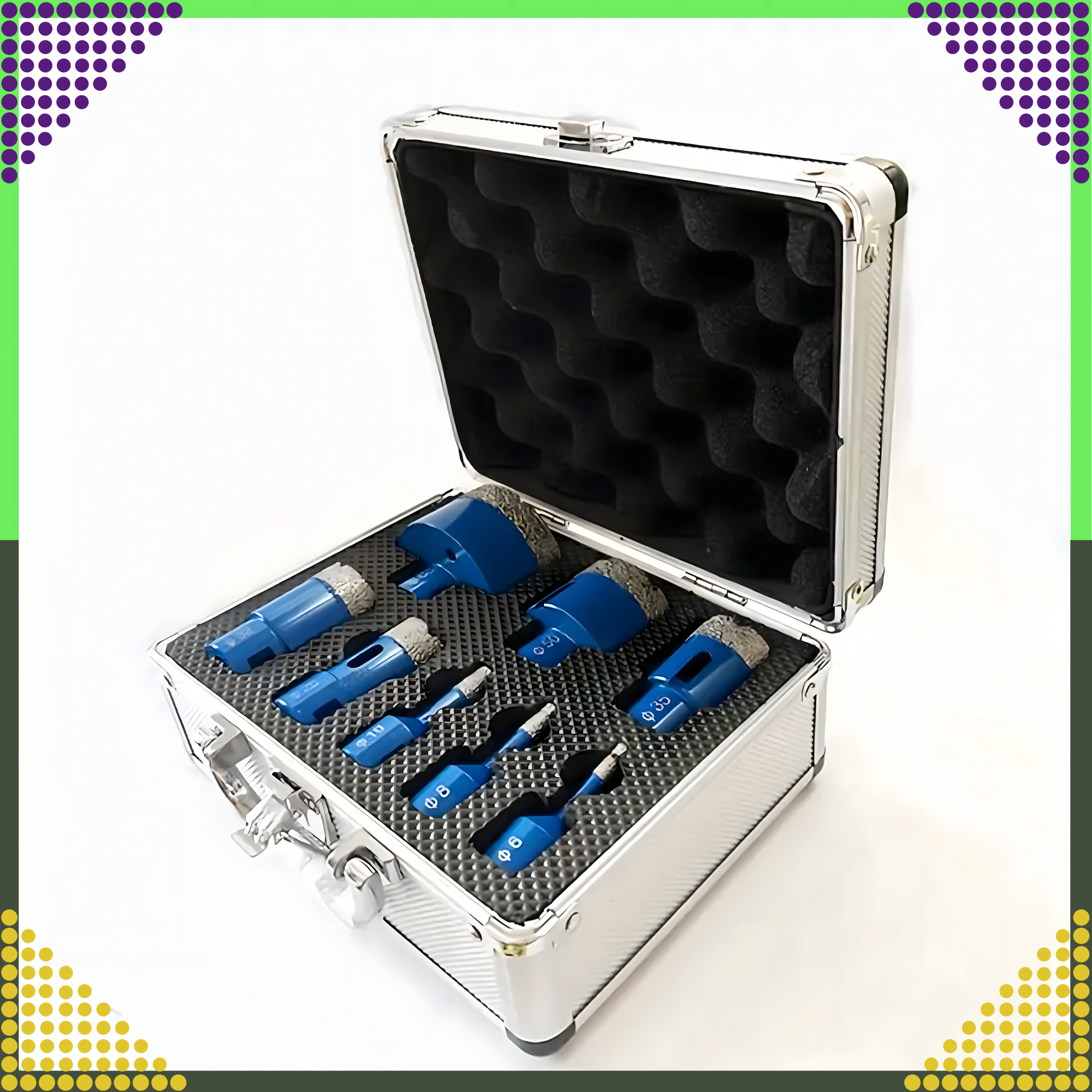 Zestaw Otwornic Koronki Wiertła Diamentowe do Gresu Płytek 6-68mm Walizka - obrazek 2