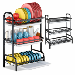 Suszarka do Naczyń Ociekacz Trzypoziomowa Składana Czarna