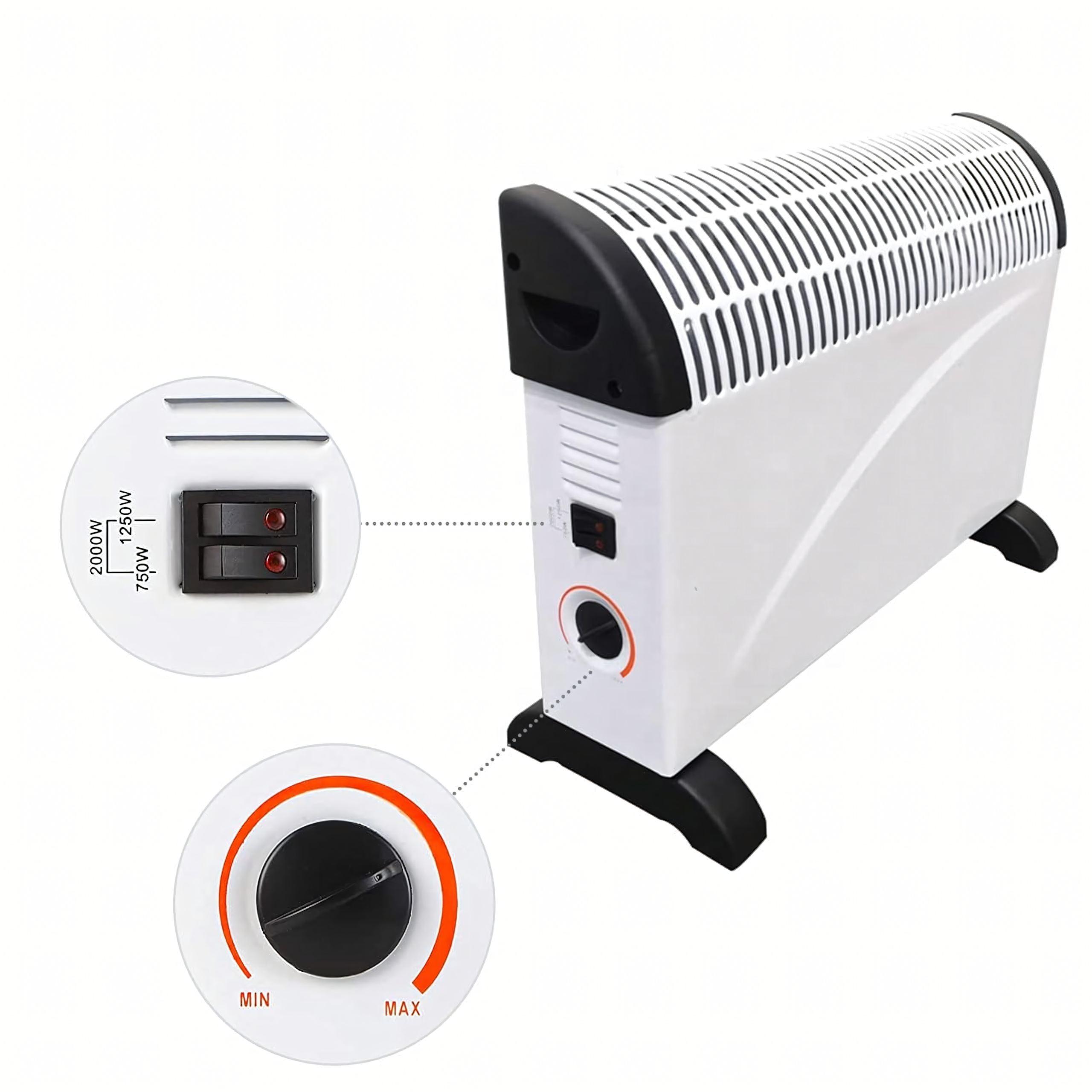 Grzejnik Elektryczny Konwektorowy 2000W Farelka Energoosczędny Termostat - obrazek 5