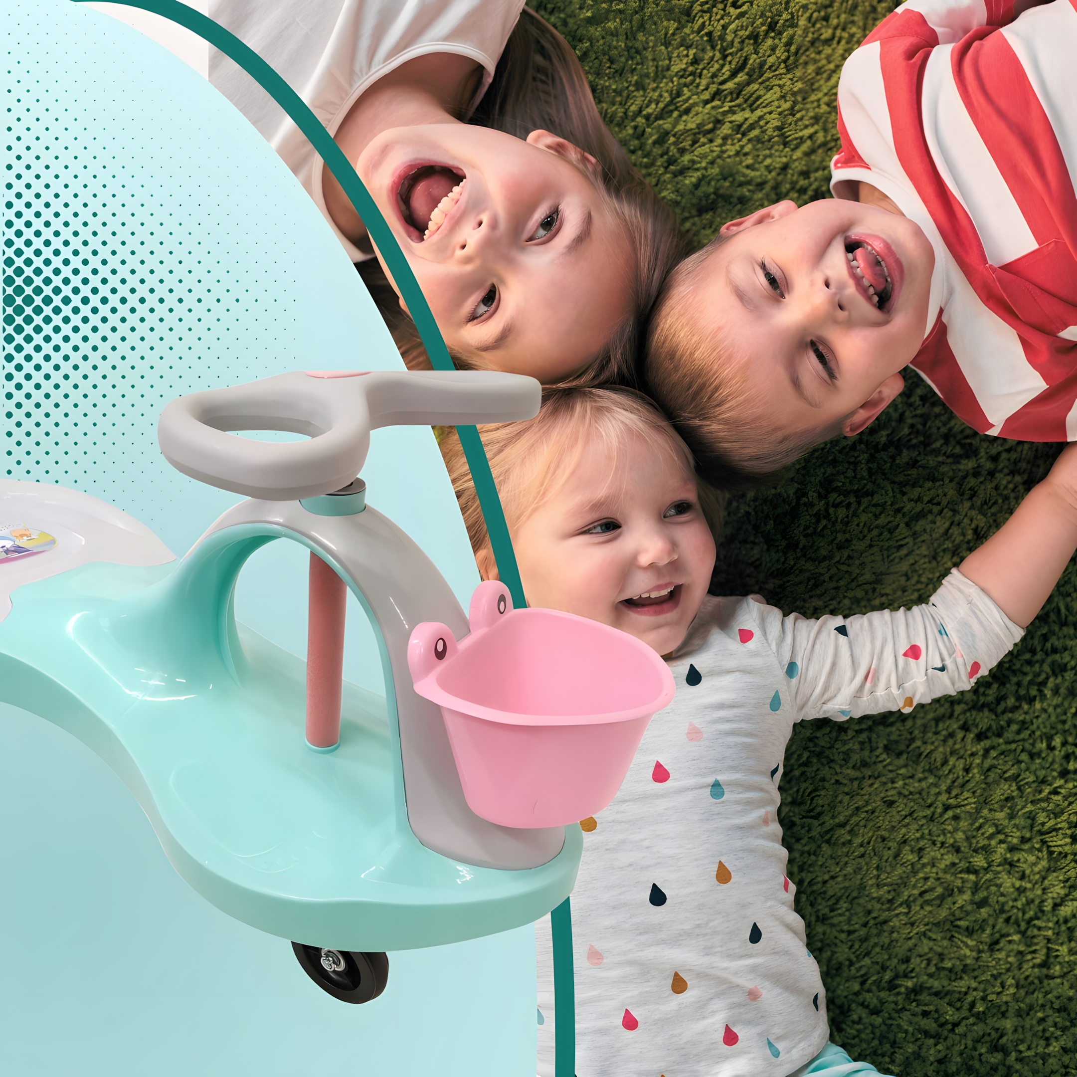 Jeździk Pchacz Pojazd Grawitacyjny Dla Dzieci Balansowy Swing Car Zielony - obrazek 3