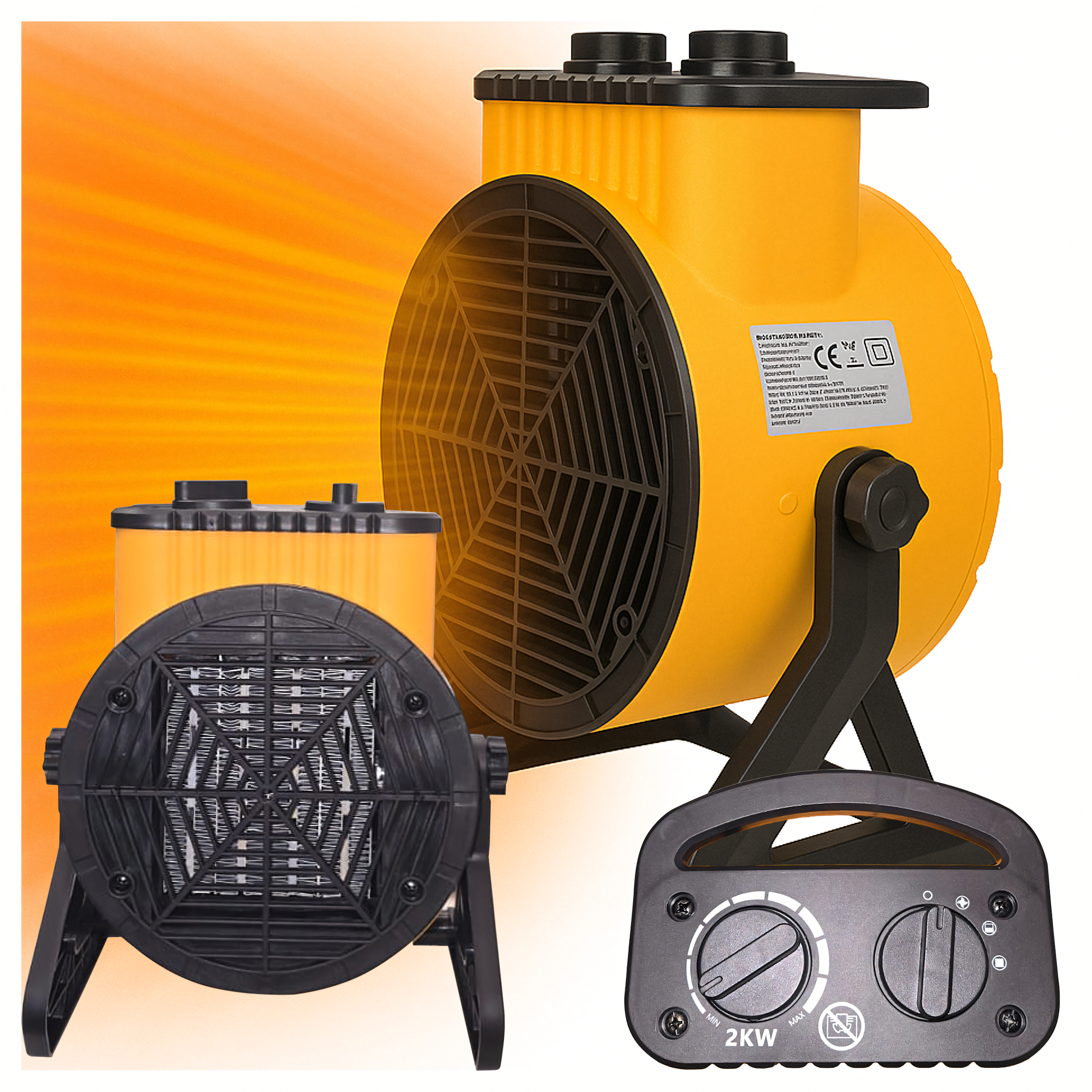 Nagrzewnica Elektryczna Dmuchawa 2kW Farelka Grzejnik Termostat 2000W