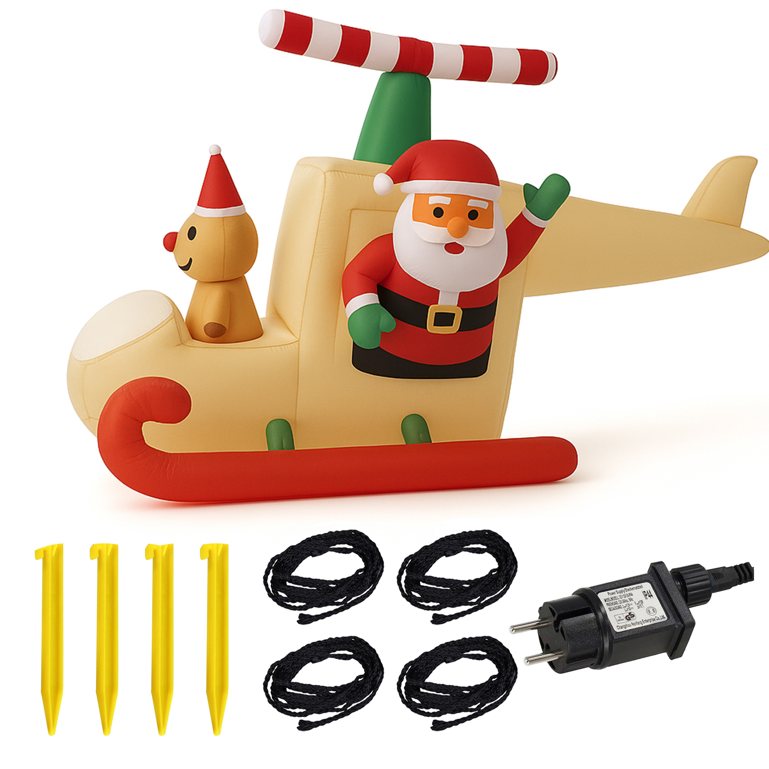 Święty Mikołaj w Saniach Latający Nadmuchiwany Dekoracja Świąteczna 160cm