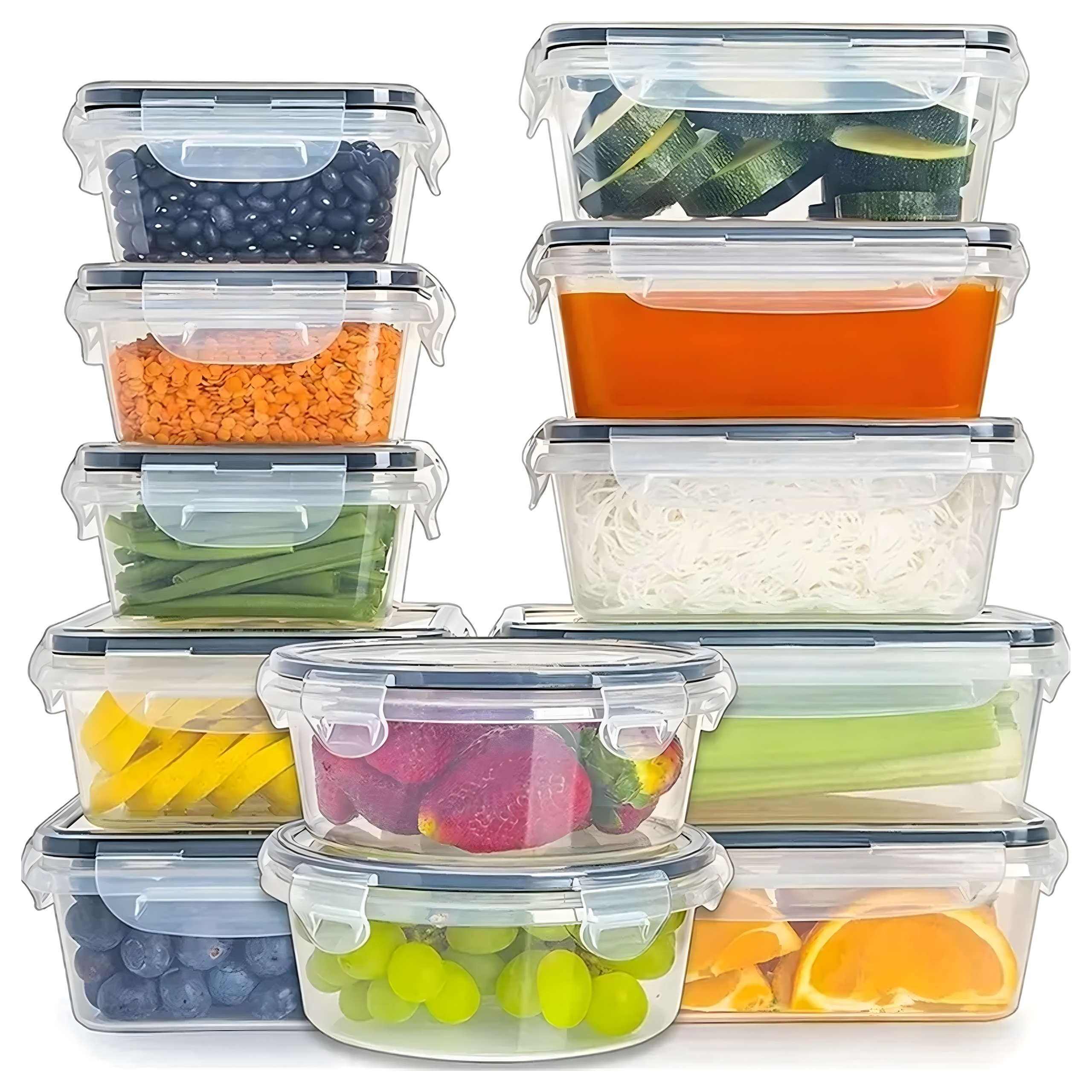12x Lunchbox Śniadaniówka Pudełka na Żywność Plastikowe Pojemniki Zestaw