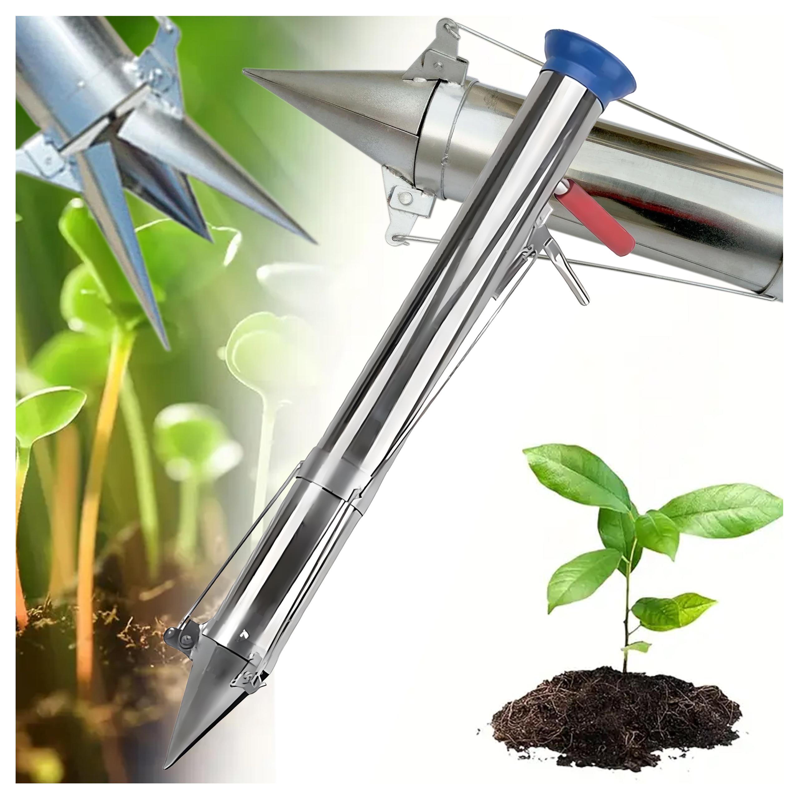 Sadzarka Ręczna do Sadzenia Cebulek Rozsady Sadzonek Roślin Długa Stalowa