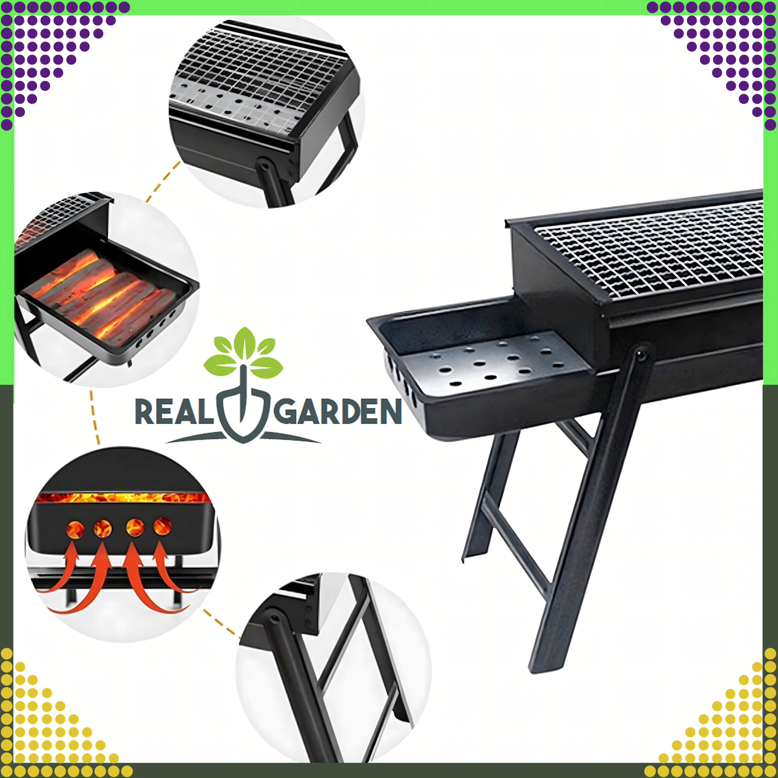 Grill Węglowy Turystyczny Składany Przenośny Ogrodowy Duży Kemping Solidny - obrazek 5