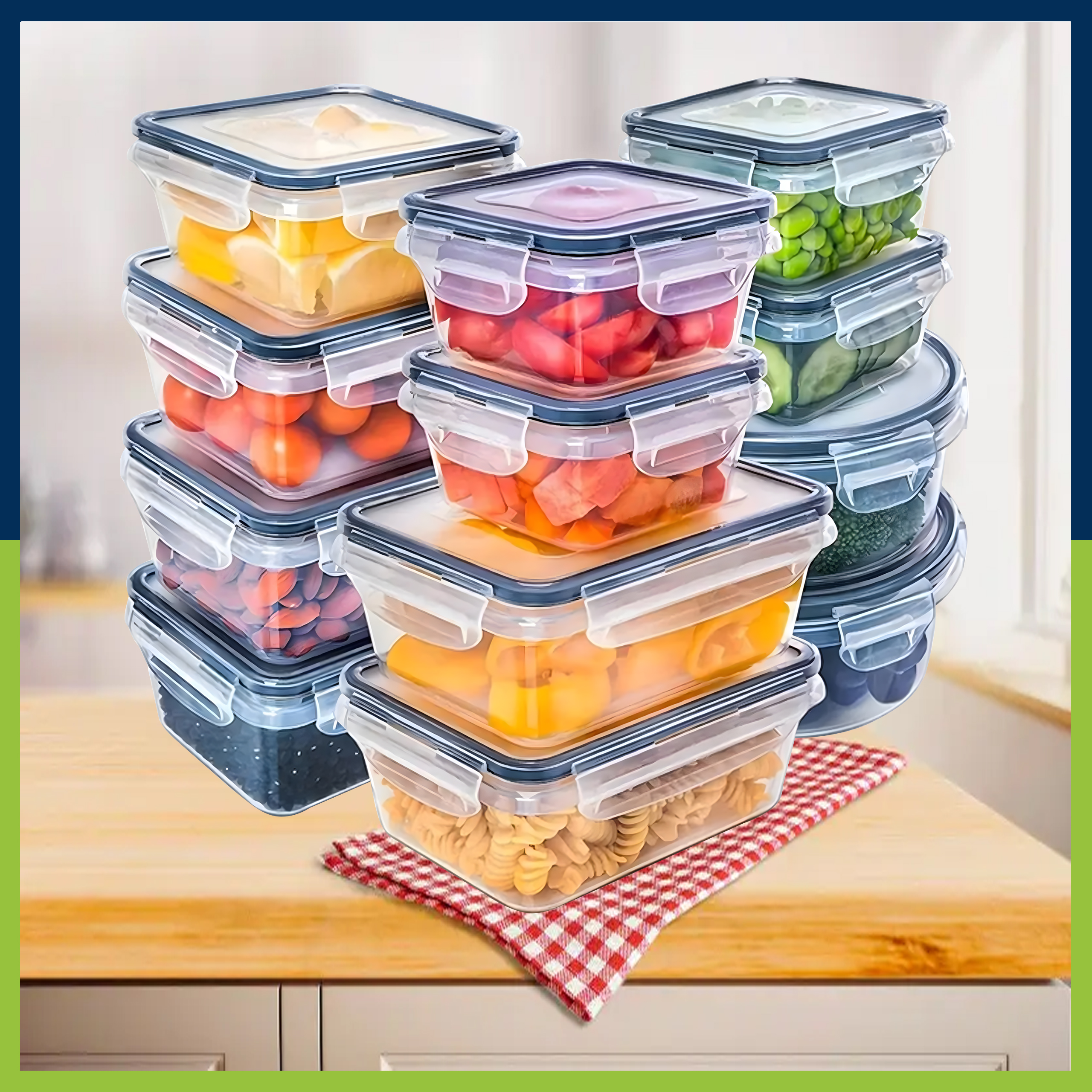 12x Lunchbox Śniadaniówka Pudełka na Żywność Plastikowe Pojemniki Zestaw - obrazek 3