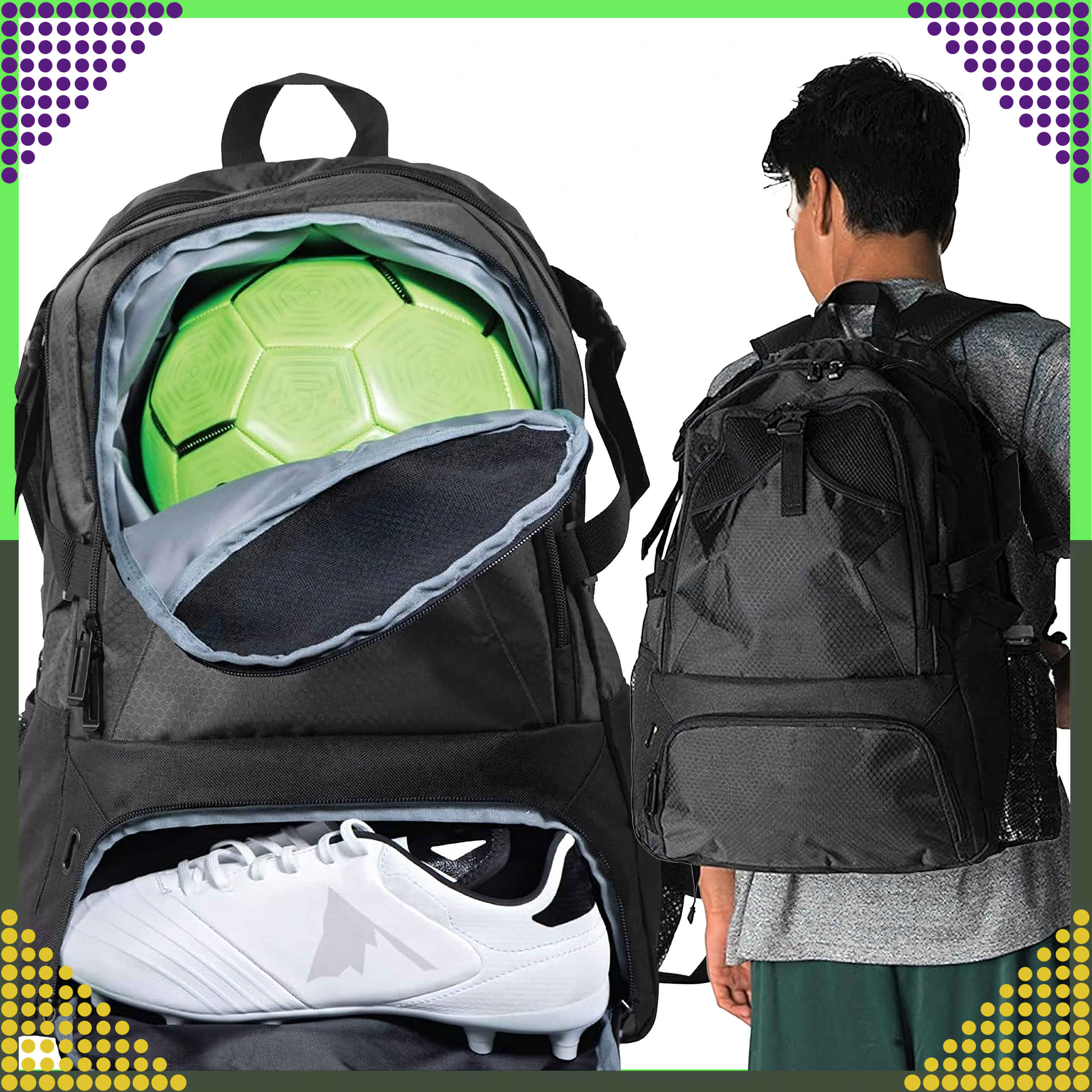 Plecak Torba Treningowa z Miejscem Na Piłki Buty 35L - obrazek 2