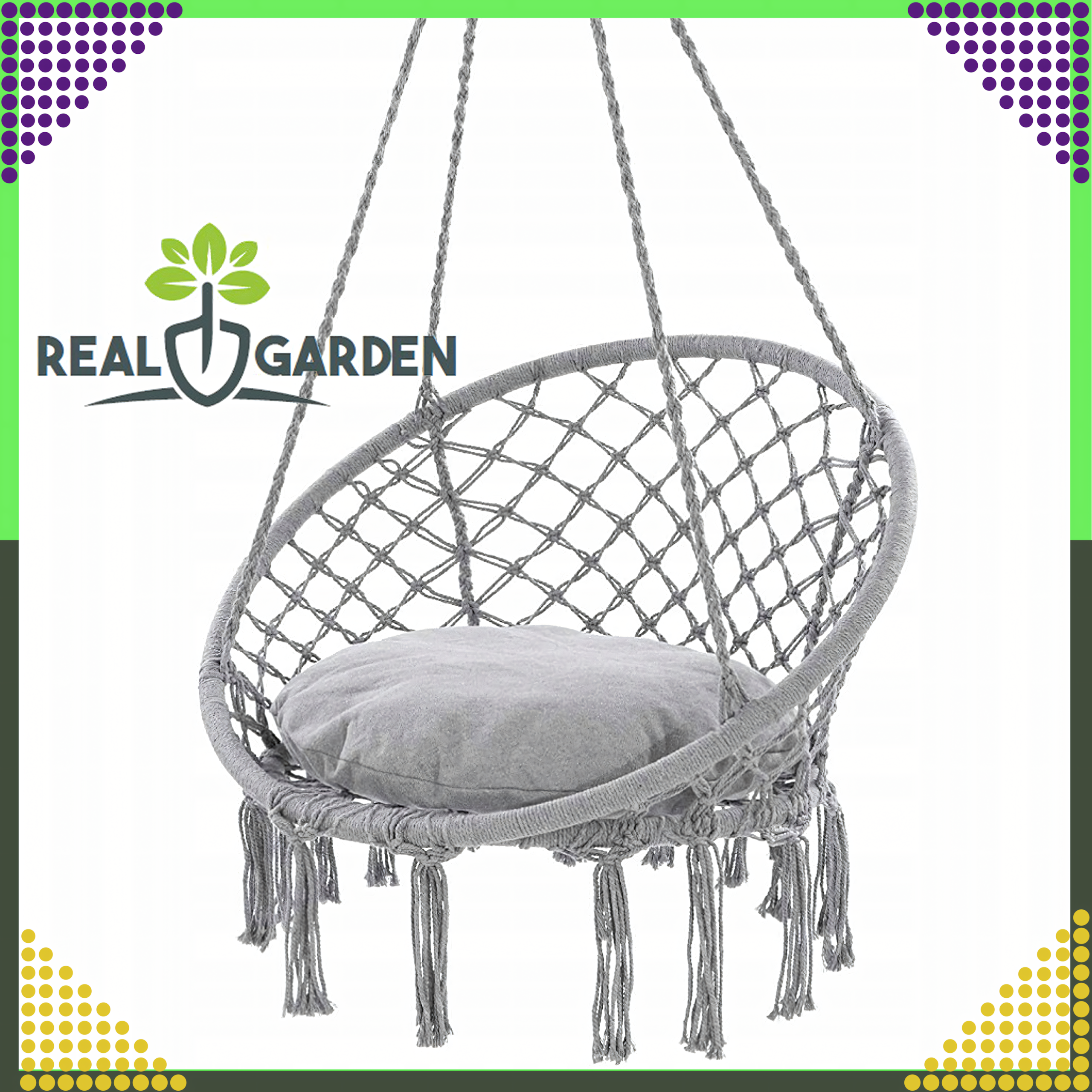 Fotel Wiszący Huśtawka Ogrodowa Bocianie Gniazdo na Ogród Balkon Boho + Poduszka - obrazek 2
